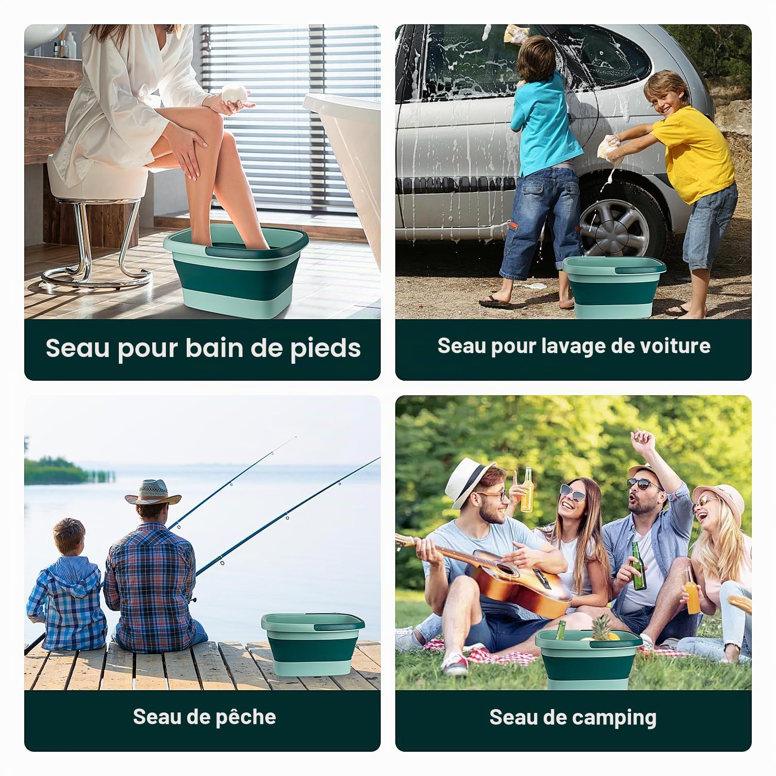 Bain de Pieds Portable Pliable Avec Poignée - Fonction de Massage Pour Pieds Détendus