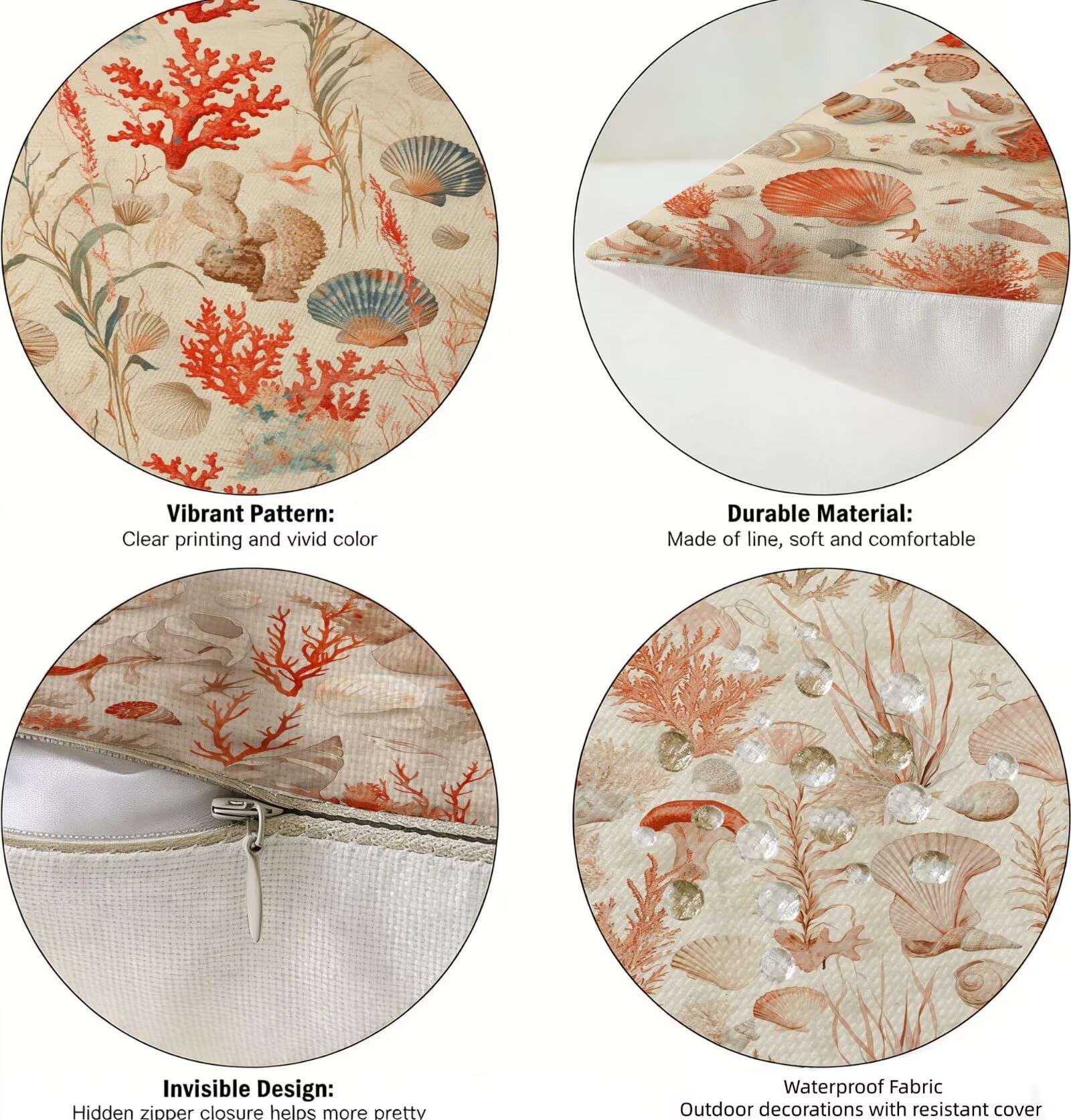 Generisch Outdoor Kissen Wetterfest 30x50cm Beige Dekokissen Kissenbezüge HüLse Kissenhülle Sommer Sofakissen für Wohnzimmer Schlafzimmer Garten Dekorative 4er Set. R-6424