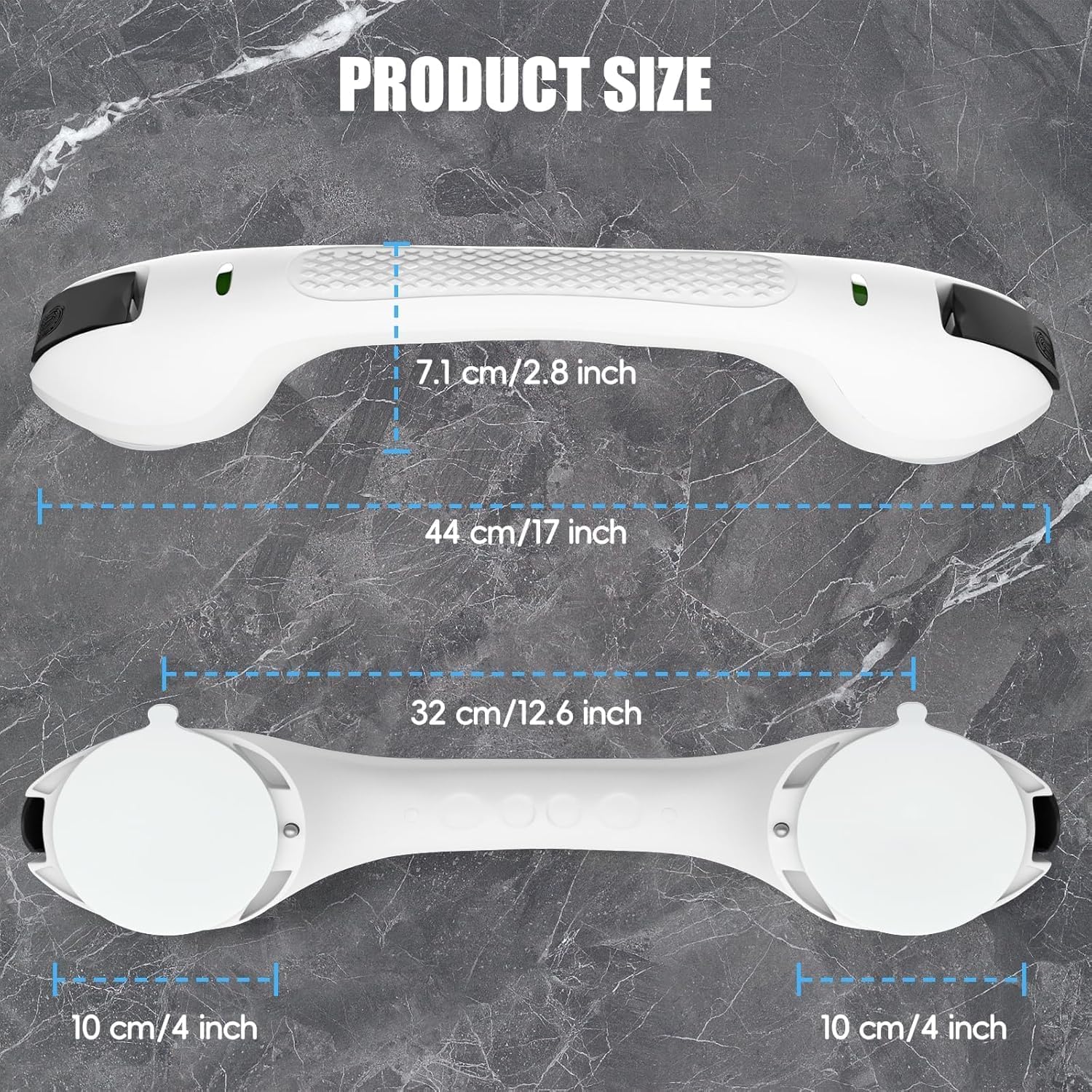 SPECILITE Uchwyt prysznicowy, uchwyty dla seniorów MAX 120 KG, uchwyt prysznicowy z przyssawką 44 cm ze wskazaniem wizualnym, do łazienki, wanny i prysznica, bezpieczne uchwyty dla seniorów