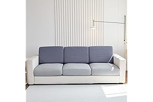 Super Stretch Ice Silk Backrest Cushion Covers for 3 Cushion Couch Sofa (3PC, Dark Grey)