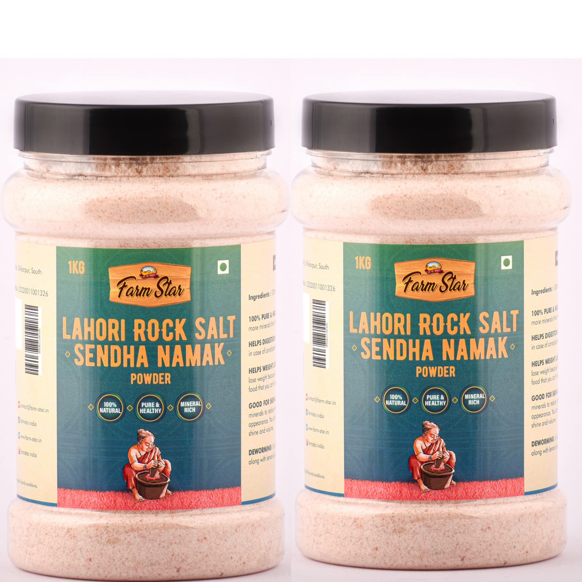 Combo pack of (Lahori Pink Rock Salt) -Powder 1000gm+1000gm (2000gm) Sendha Namak- Pure, Mineral rich helps in good skin, hair & weight loss