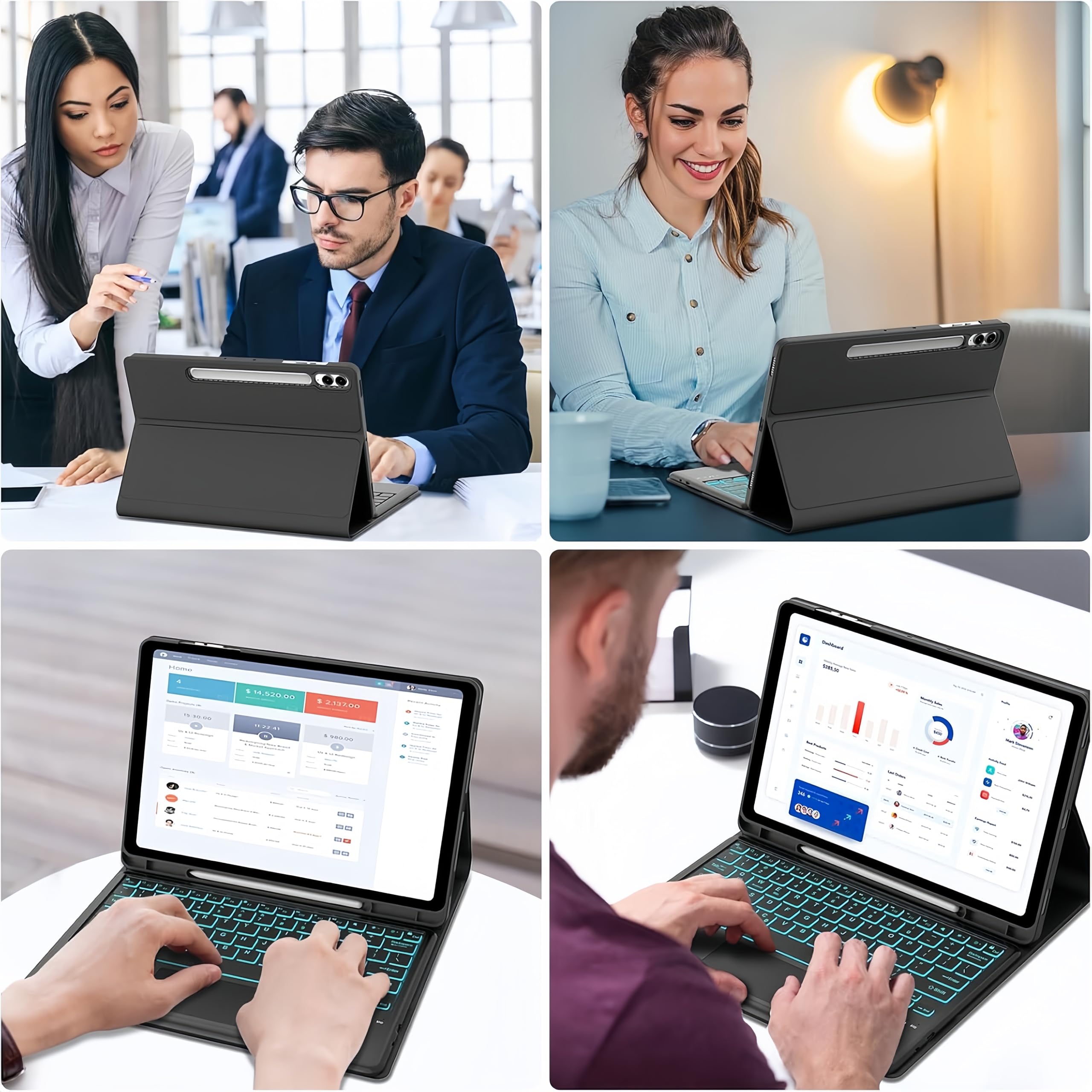 Klawiatura Obudowa Dla Samsung Galaxy Tab S6 Lite 10,4 Cala 2024/2022/2020 Z Myszą, Smukłą Obudową Z Odłączanym 7-kolorowym Podświetleniem Bluetooth Klawiatura Z Gładzikiem