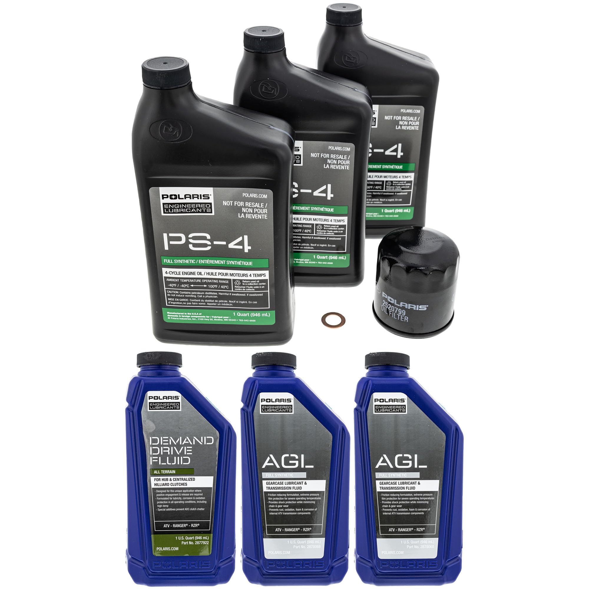 Polaris PS-4 Full Service Oil Change Kit with Filter AGL Demand Drive RZR Pro XP Turbo S R XP 4 2520799