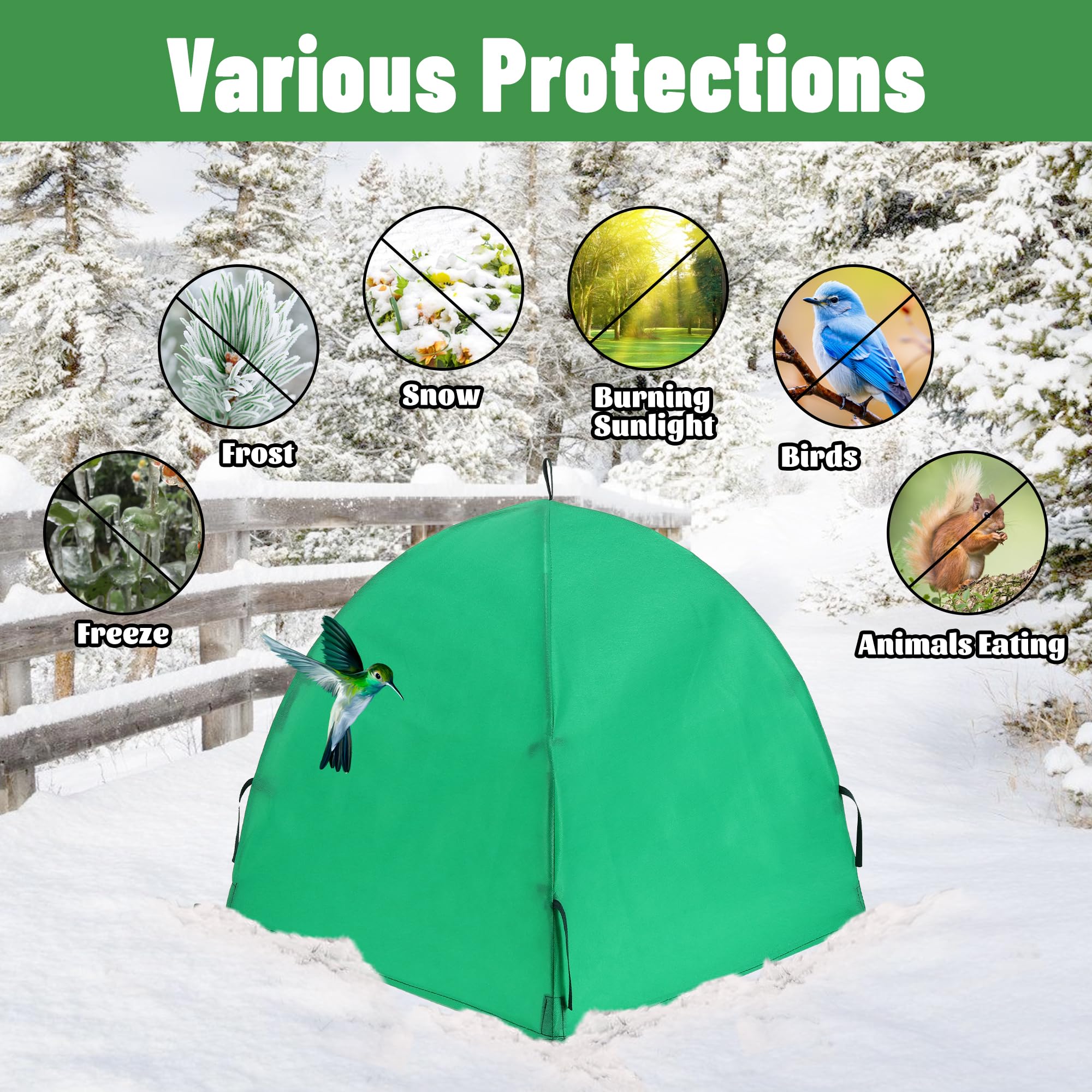 Paquete de 2 cubiertas de invierno para plantas, protección contra la congelación, cubiertas de arbustos, tiendas de campaña cálidas para invierno, protección contra heladas para plantas al