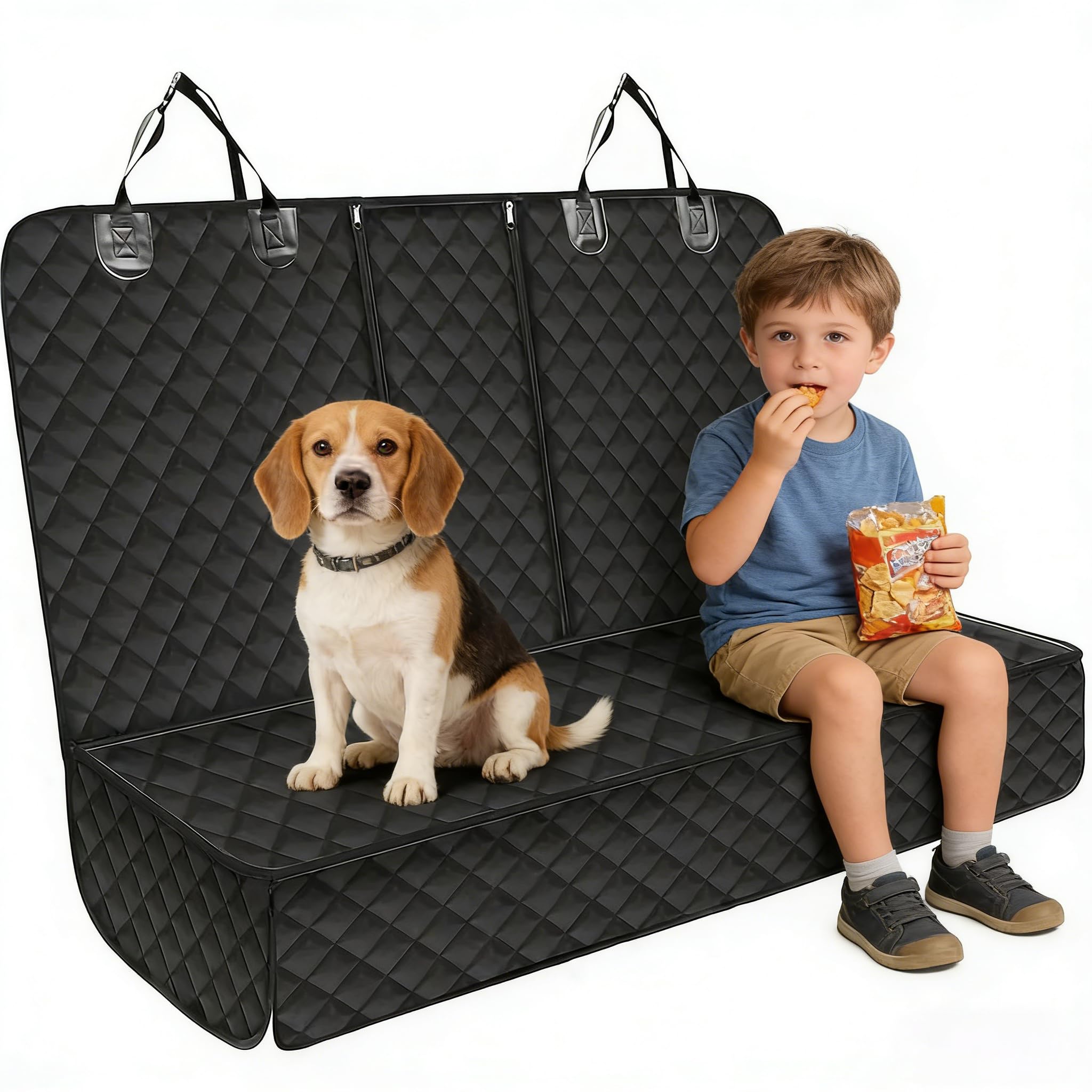 SNZ Housse de Protection pour siège arrière Chien – Couverture imperméable et antidérapante pour Voiture, Coffre et Pique-Nique – Design élégant, Universelle pour Chiens et Autres Animaux