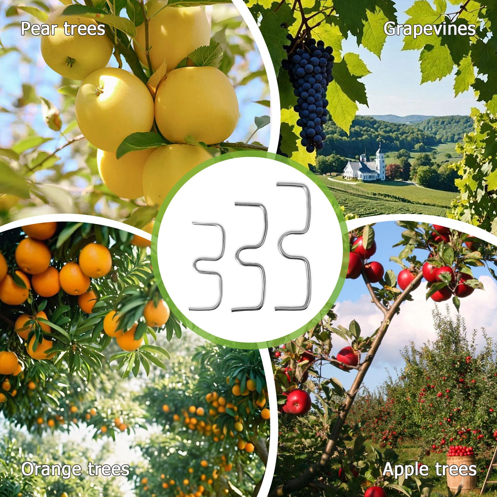 36 Stück Astspreizer für Obstbäume, Metall Aststütze Obstbaum 8/10/13cm, M-förmiger Astzieher Zweigspreize für Gartenbäume, Astklammern Biegehilfen zum Spreizen und Ebnen von Obstzweigen