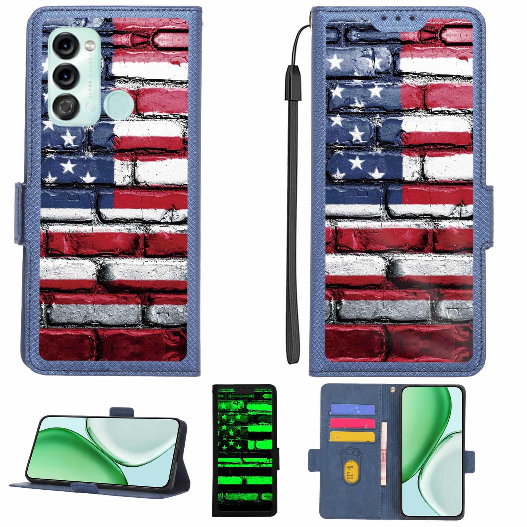 Case Compatible for Itel Vision3 Phone Case Flip Cover [with Tempered Glass Screen Protector][RFID Blocking][Luminous Effect] LPT-GQ