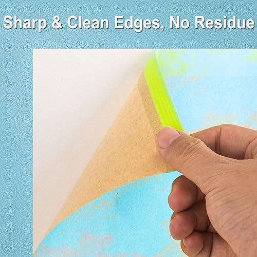 Miniatura 10 de Papel de enmascarar precintado para pintar, 18 pulgadas x 50 pies, cinta y papel para pintores, rollo de papel protector adhesivo de pintura para