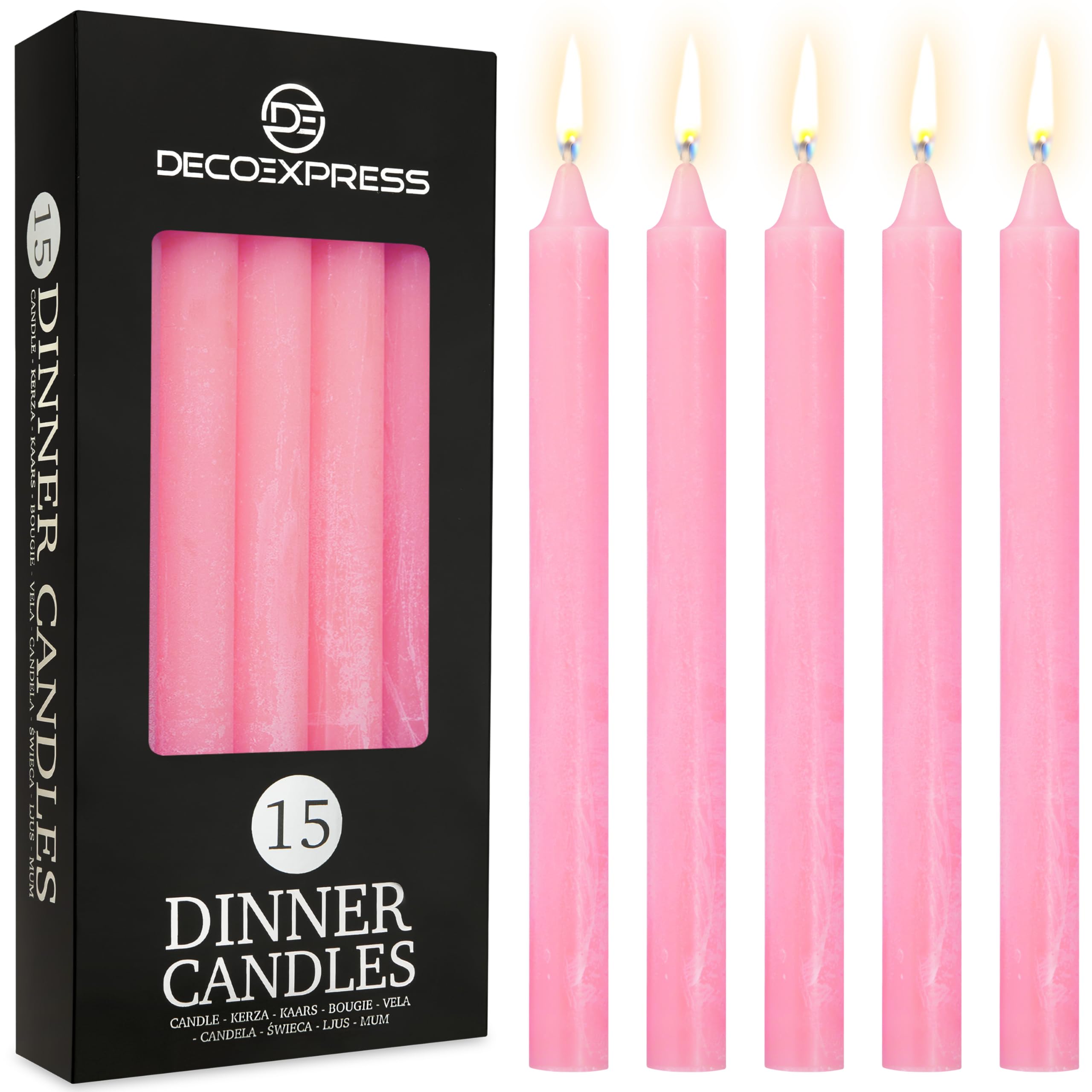 Lot De 15 Bougies Rustiques Noires DECO EXPRESS - Longue Durée 9 Heures - Anti-Gouttes
