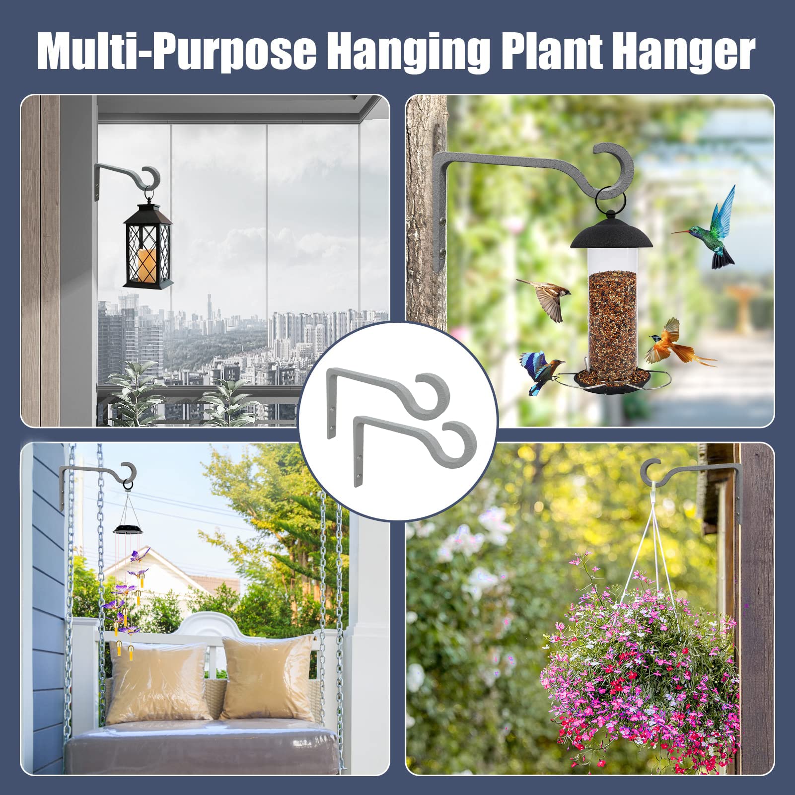 QTJUST Pflanzenhaken – 2 Stück, 15,2 Cm, Metall, Für Blumenampeln & Deko