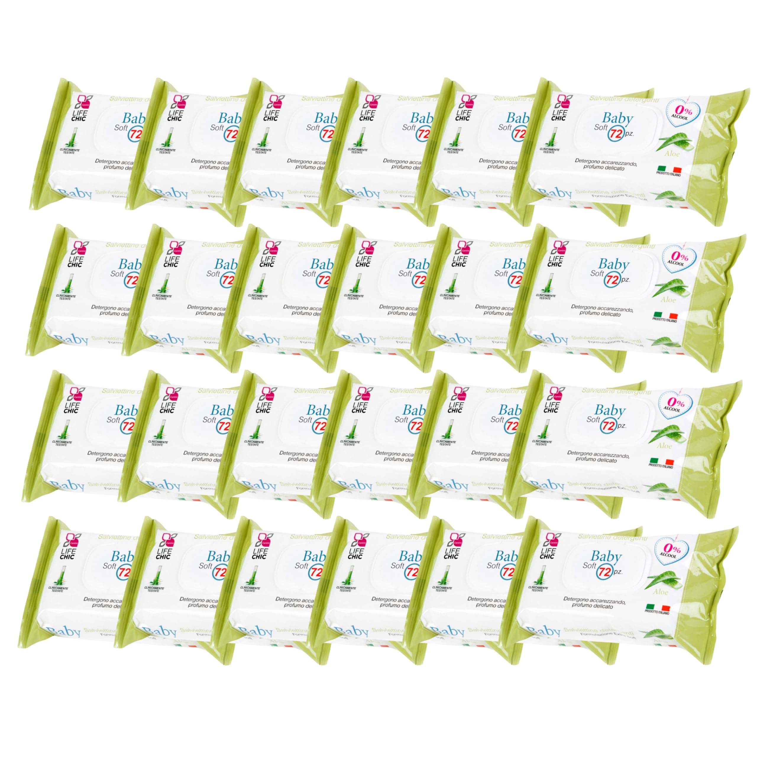 Babytücher mit Aloe, für empfindliche Haut, alkoholfrei, hautfreundlich, pH-Wert 5,5, sanft parfümiert, 1728 Stück (24 Packungen)