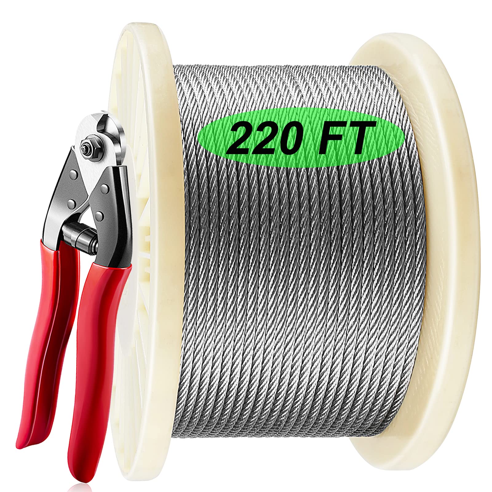 Buy Steel DN Mate 220 Feet T316 1/8'' Stainless Steel Aircraft Wire Rope for Cable Railing Kit