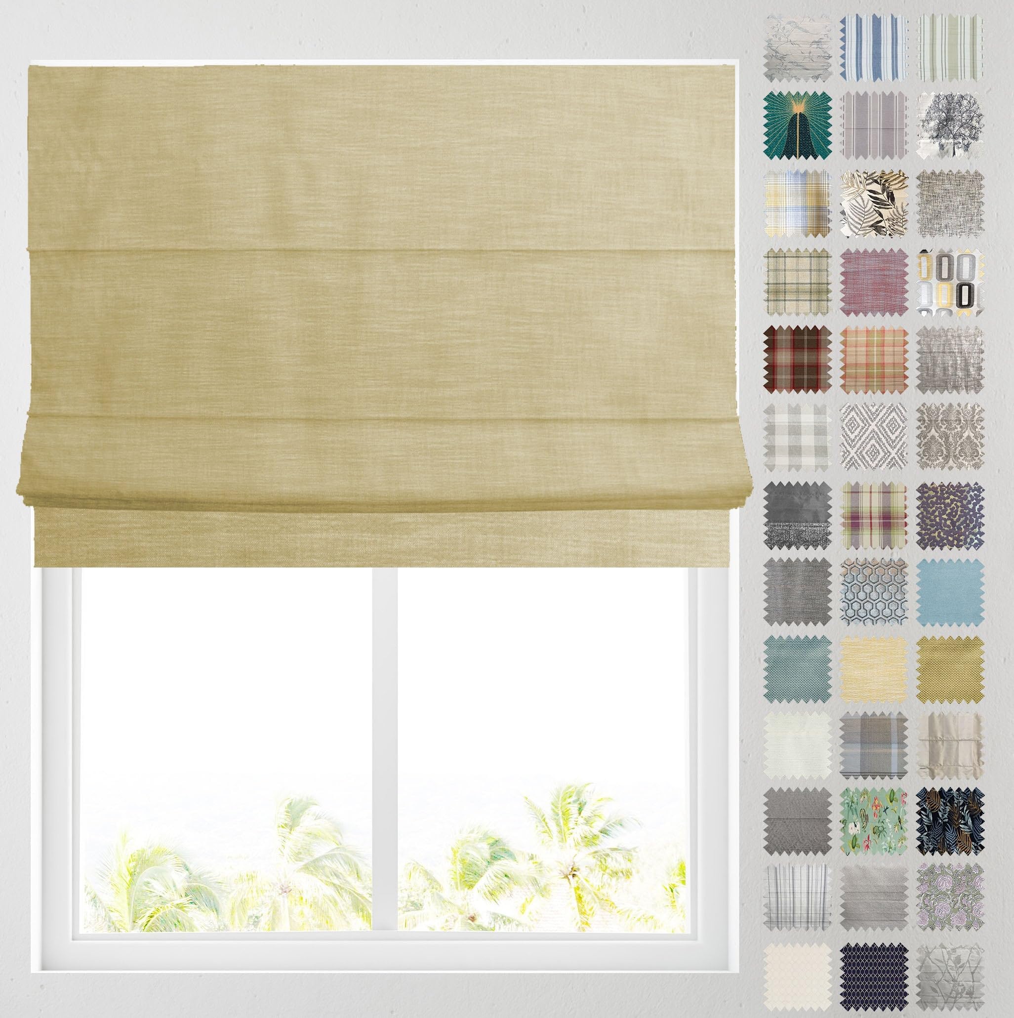 Barnes Blinds And Interiors Sienna Ochre Barnes Blinds - Patterned Roman Blinds, Fully Lined, Custom Sizing Available - Durable Fittings Easy Fit ( 91.5Cm)