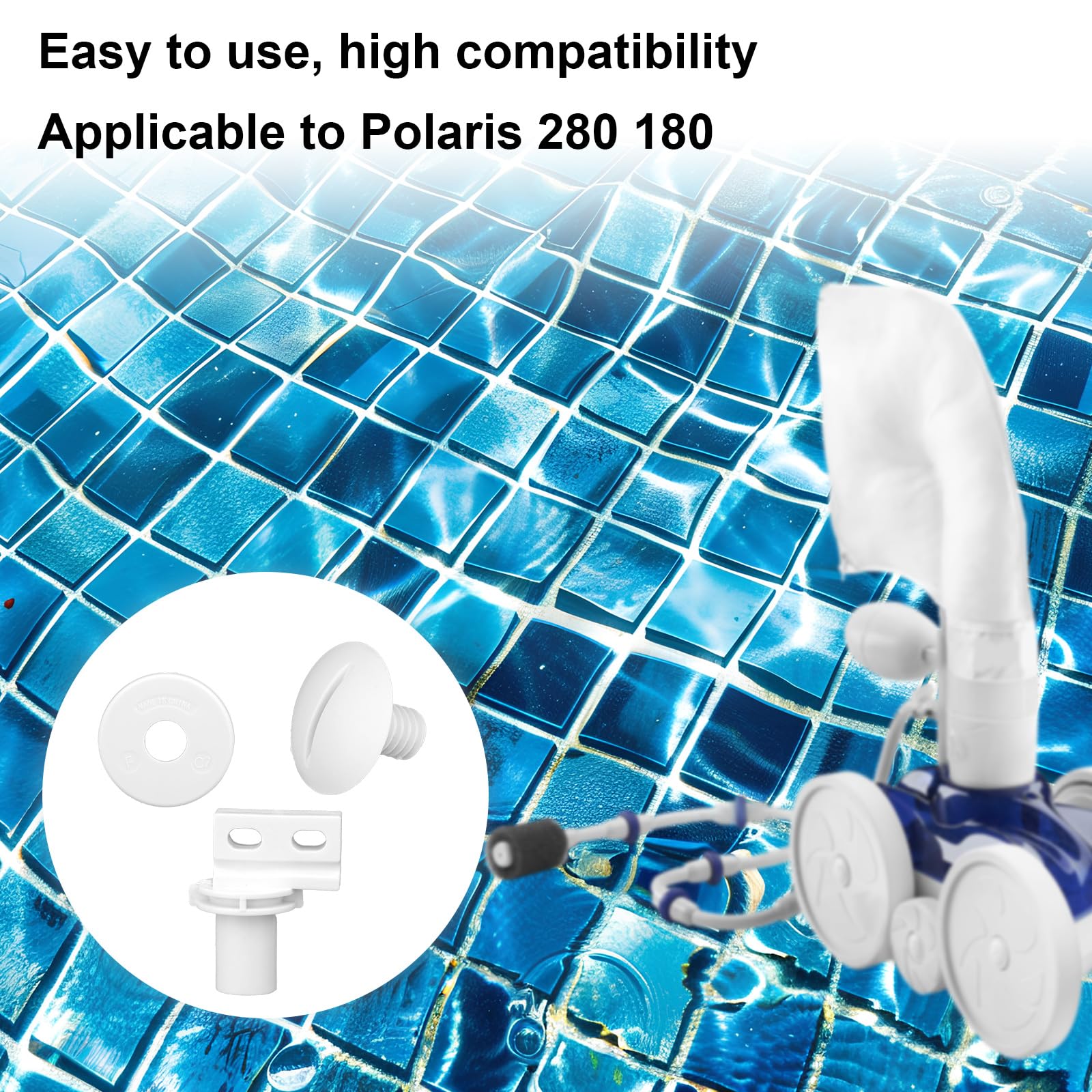 lasuroa 6uds Piezas Reconstrucción Limpiafondos, Repuestos para Limpiafondos Compatible con Polaris 280 y 180 Incluye 2 Eje Trasero C65 2 Tornillo C55 y Arandelas C64 (Blanco)