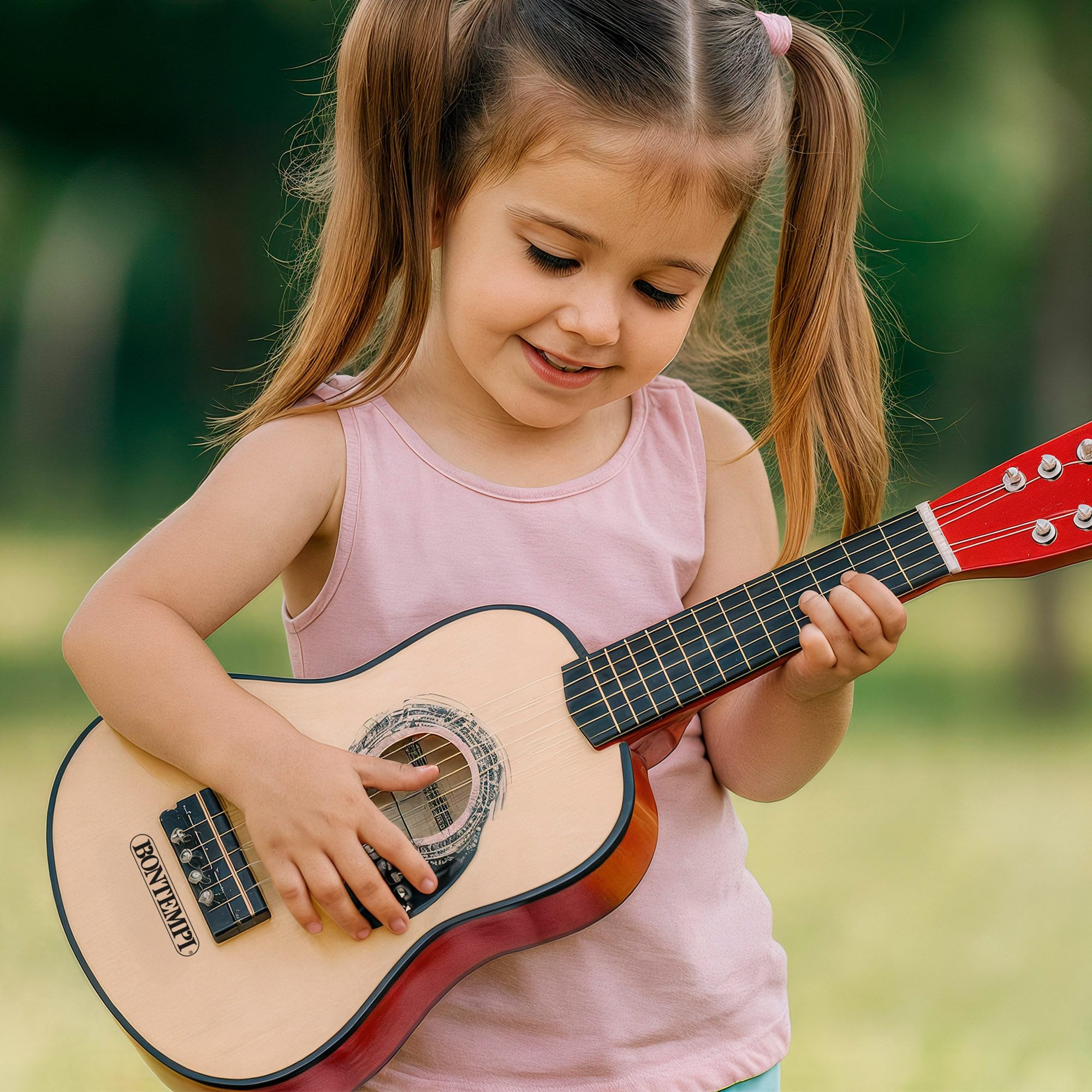 COLORBABY Bontempi Guitarra clásica de Madera 55 cm con Correa, 6 Cuerdas funcionales, Diseño Tradicional, Cuerpo Brillante, Ligera y manejable, para iniciarse en la música a Partir de 3 años (39230)