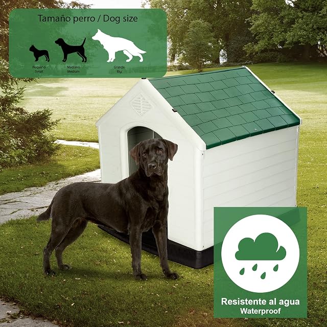 Foto 5 de 5 de GARDIUN KZT1003 - Caseta de Perro Zeus Maxi Resina 105x96x98 cm Beige/Verde
