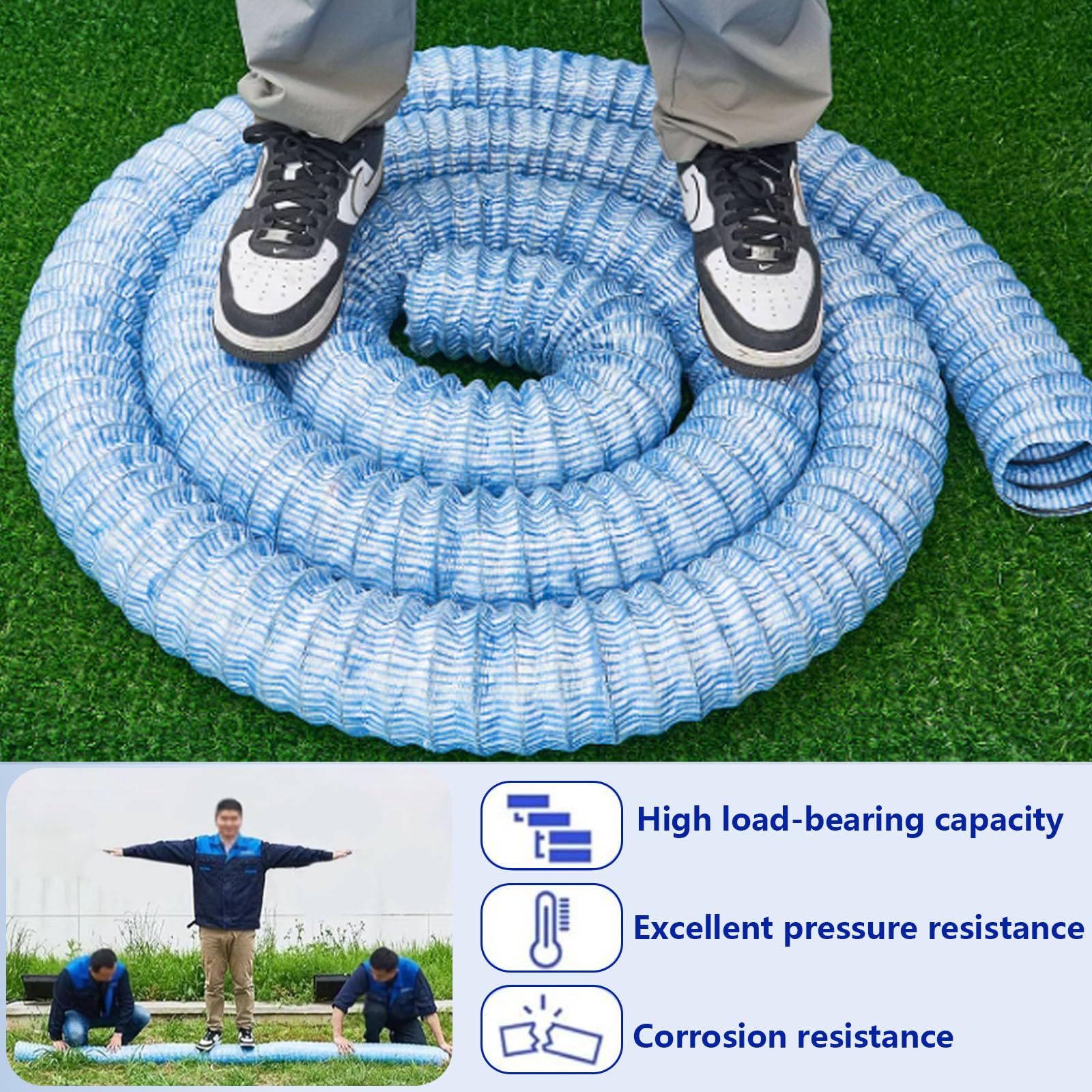 Tubo di scarico ondulato da 10,2 cm, in PVC, morbido, per infiltrazione francese, per rimozione dell'acqua sotto la superficie, per giardino, prato, cortile, sistema di drenaggio