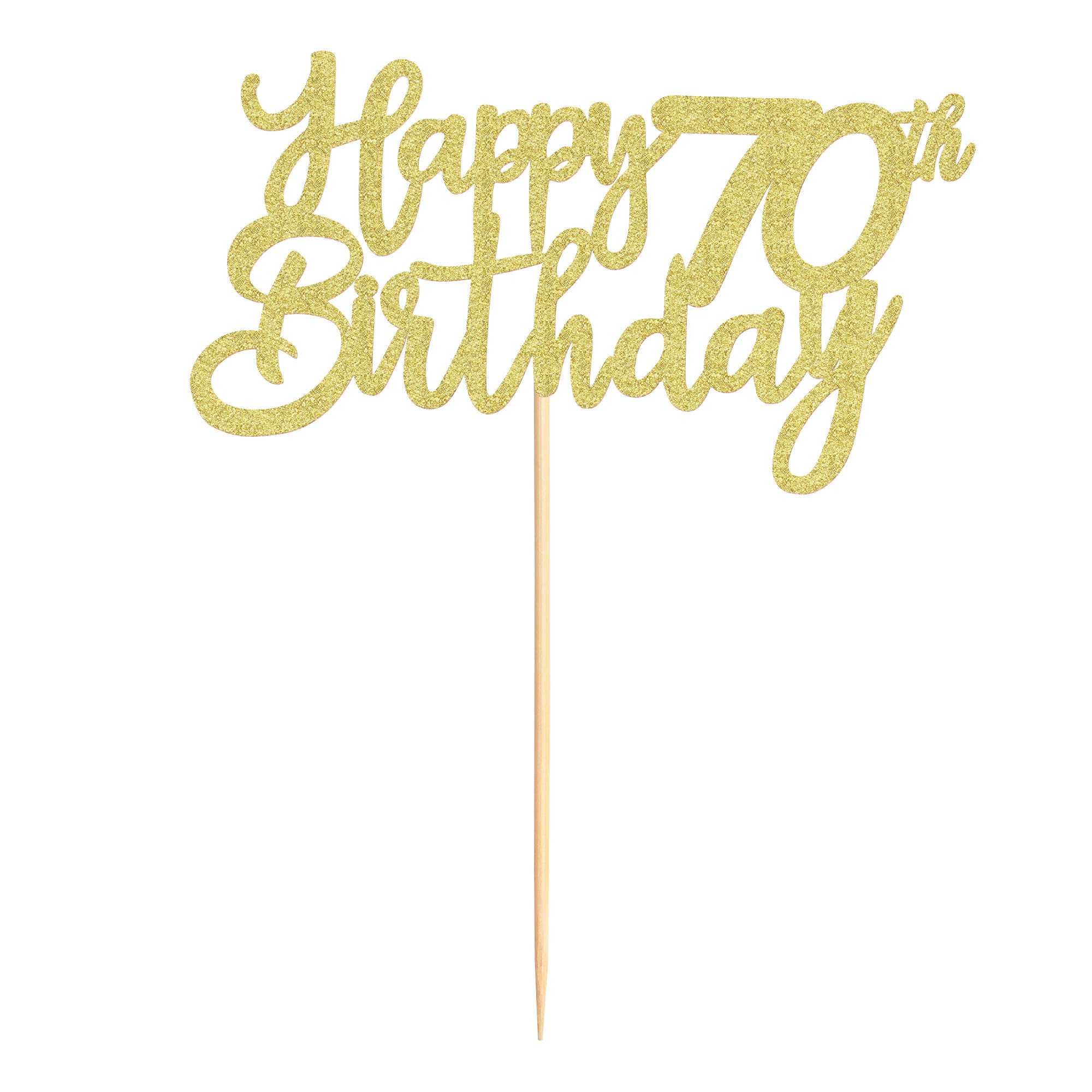 Tortenaufsatz „70 & Fabulous“ – Doppelseitig Gold-glitzernd, 11,2 X 16,5 Cm, Mit Stab, Für Geburtstag & Jubiläum