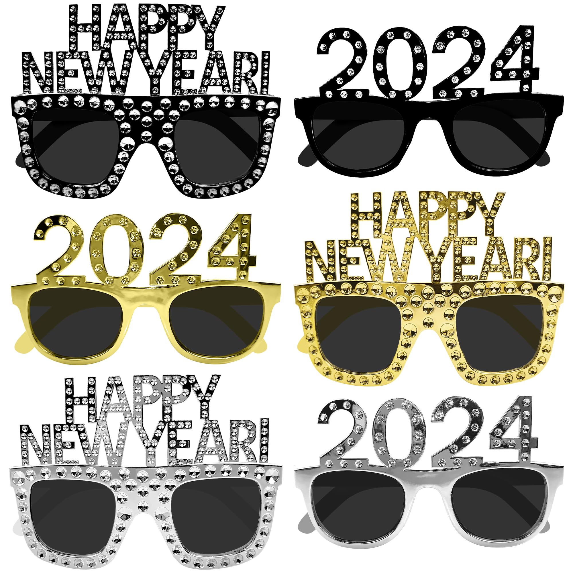 KatchOn, Happy New Year Glasses 2025 - Pack of 6 | New Years Eve Glasses 2025 | New Years Party Glasses for New Years Eve Party Supplies 2025 | Happy New Year Decorations 2025 | NYE Party Supplies