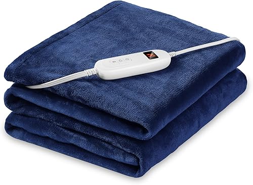 Manta térmica eléctrica, 10 niveles y temporizador de apagado automático de 4 horas, lavable a máquina, franela suave Sherpa de cuerpo completo,