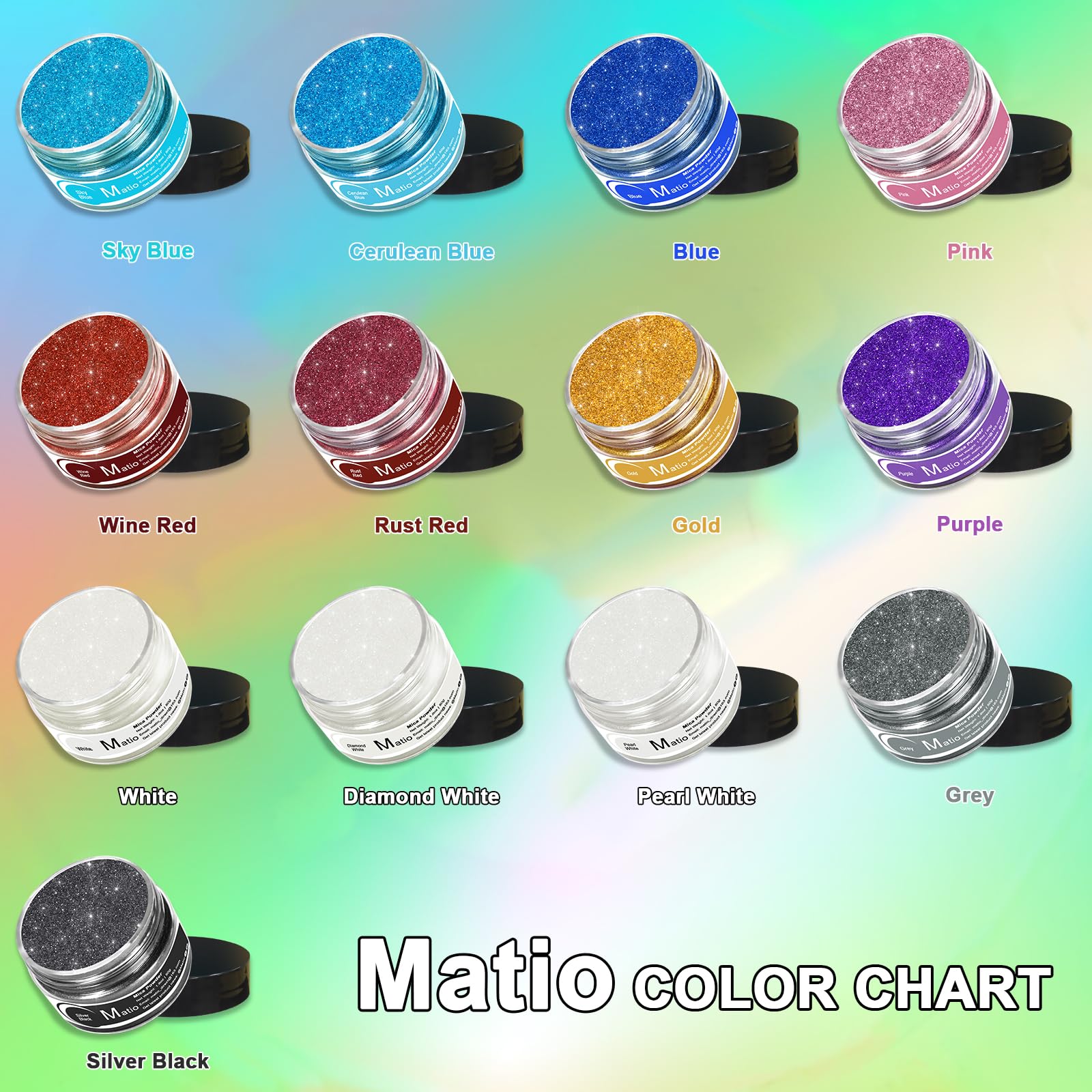 Matio Glimmerpulver, 50 g, Diamant-Weiß, Perlglanz-Effekt, Glimmerpulver für Epoxidharz, natürliche Farbpigmente für Seifenherstellung, Badebombe, Kerzenfarbe, Harzhandwerk, Farbe, Nägel, Schmuck