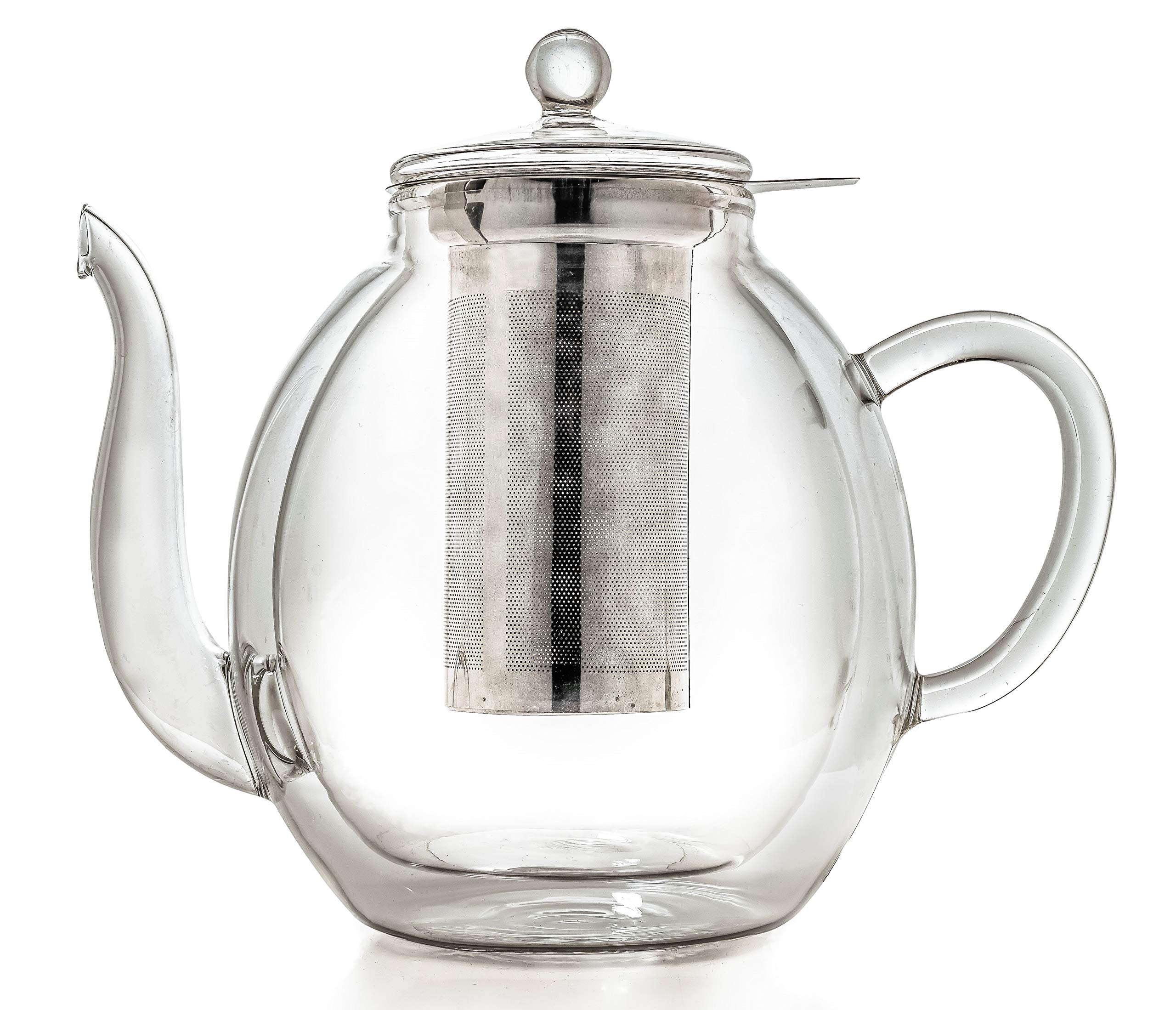 Creano doppelwandige Glas-Teekanne 1,4l mit Edelstahlfilter - tropffrei.