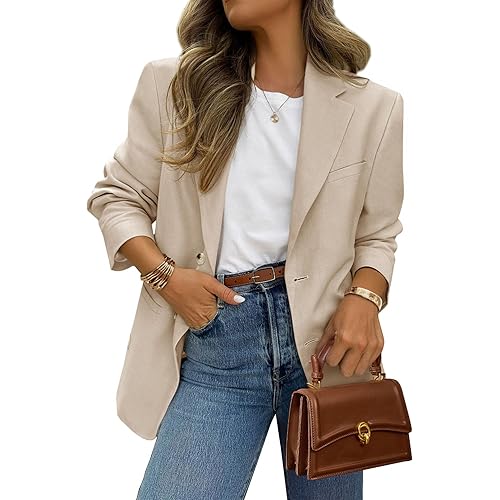 PRETTYGARDEN 2025 Blazers for Women Business Casual Long Sleeve Lapel Open Front Suit Jacket Work Blazer with Pockets