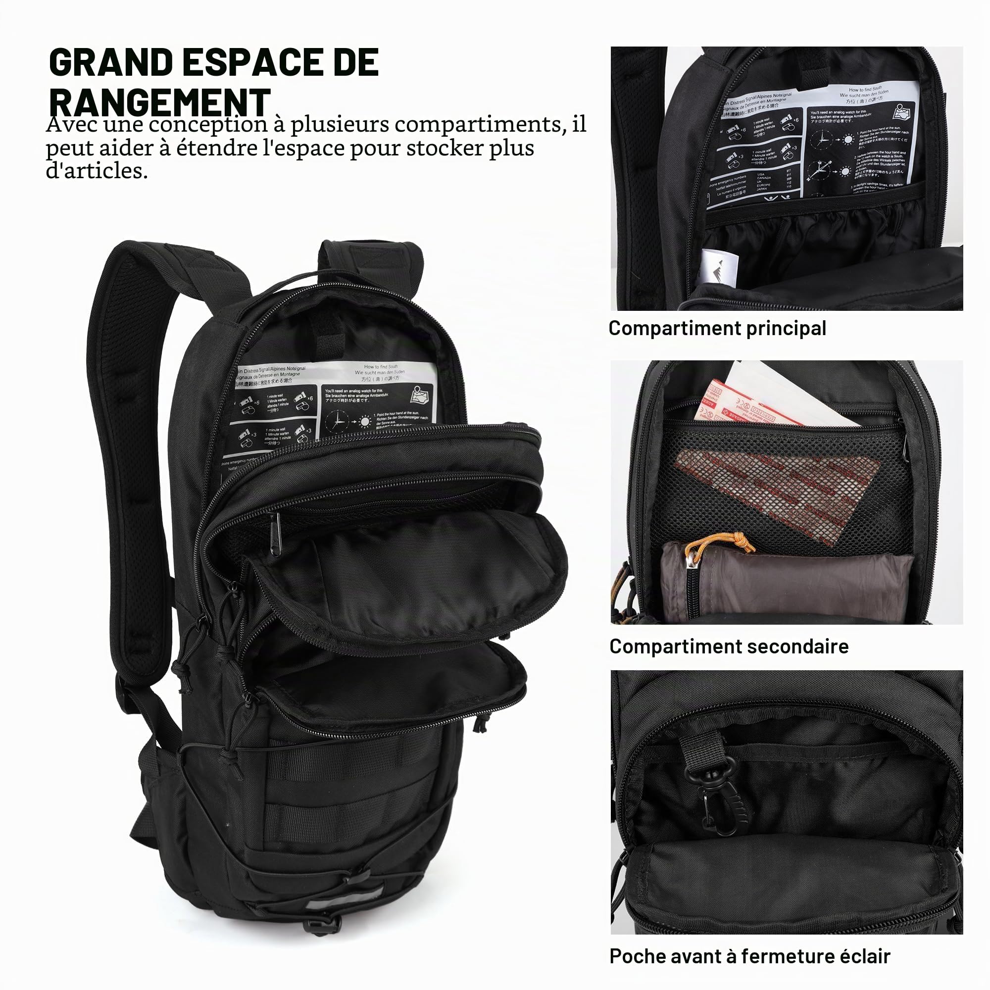Mardingtop Sac à dos de vélo 10 l - Sac à dos de sport léger avec compartiment pour poche à eau et molle - Respirant pour le cyclisme, la course, la randonnée, la vie quotidienne