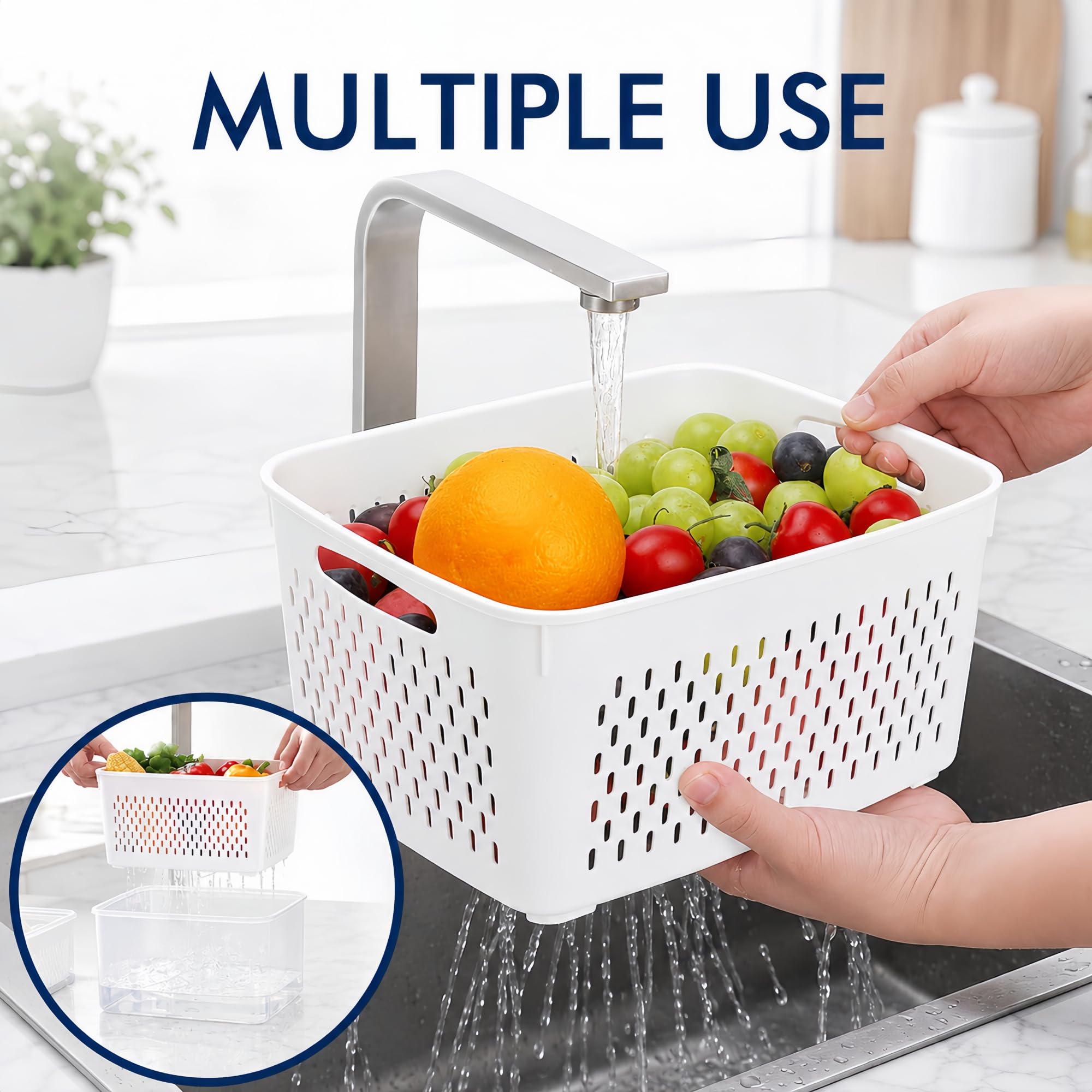 5 contenitori per frutta con scolapasta – organizer per frigorifero