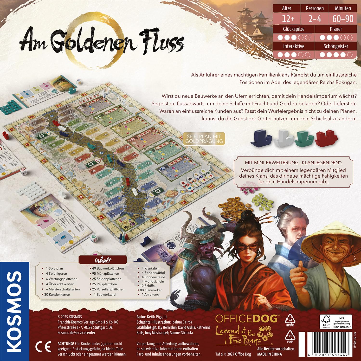 Kosmos Am goldenen Fluß, Strategiespiel für Kenner | Mit taktischer Tiefe und Vorausplanung, für 2-4 Personen ab 12 Jahre, Spielplan mit Goldprägung, cleverer Würfelmechanismus