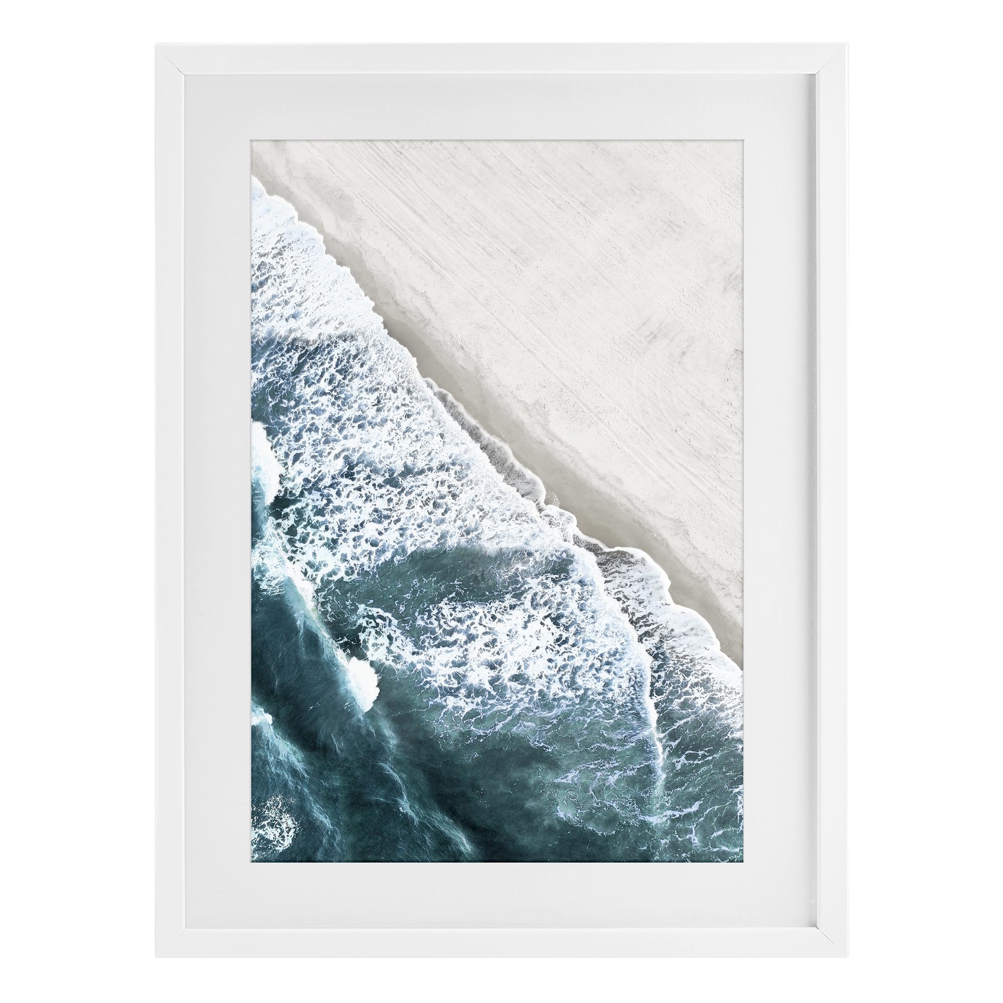 Stupell Industries Coastal White (Textured) 'Corolla Beach Breezy Shoreline'| Framed Print Under Glass