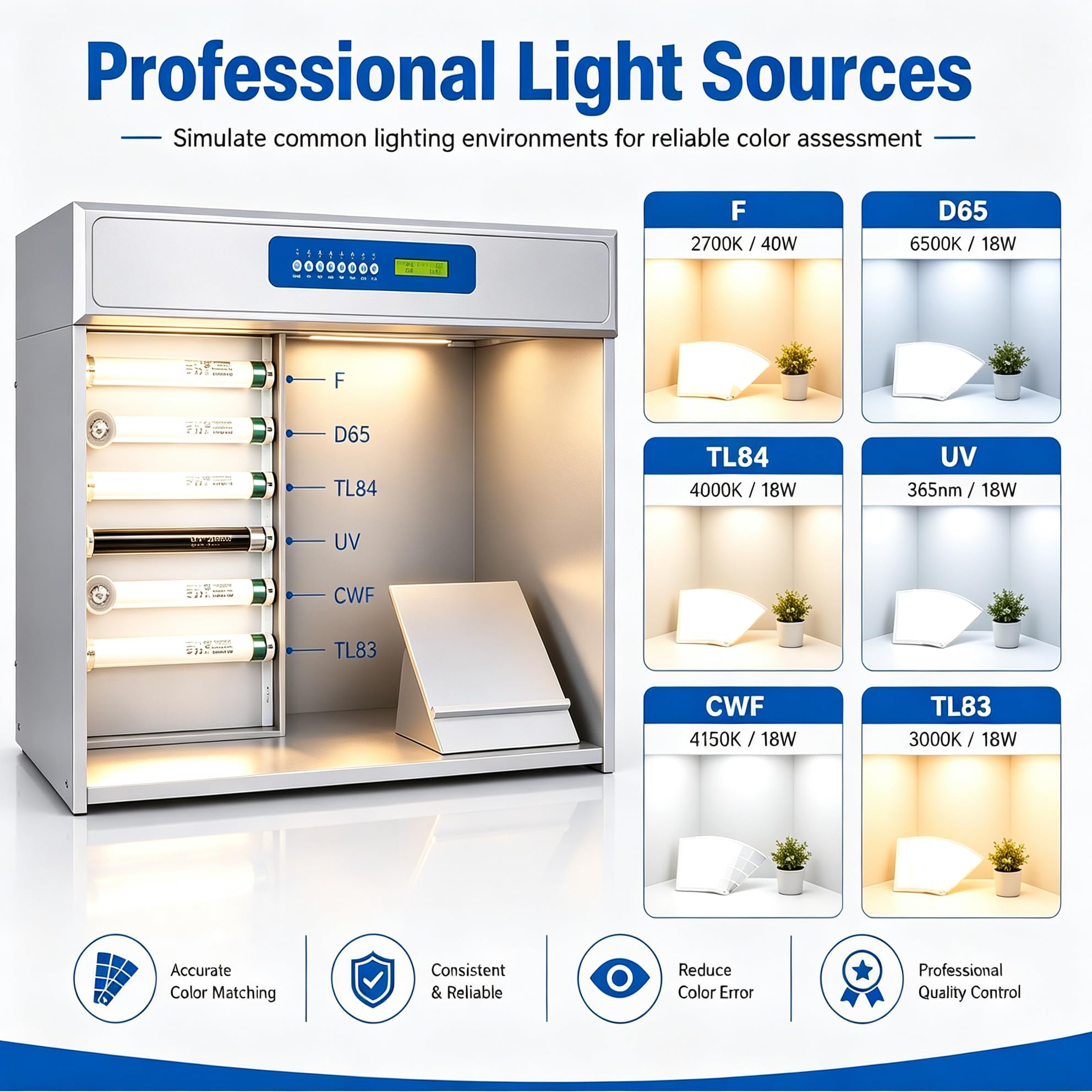 AVSMGP Cabina Luz para Comparación Color para Control Calidad Textil