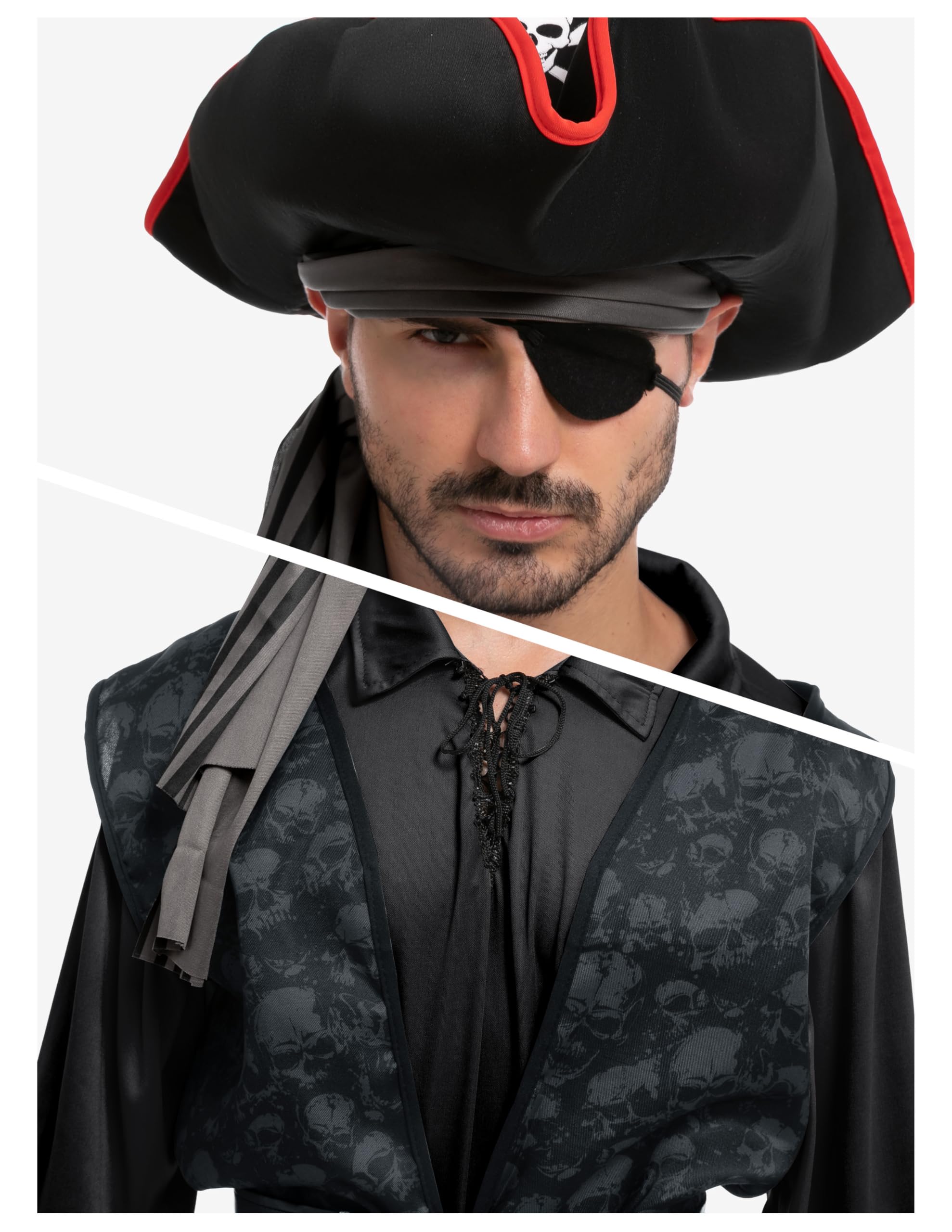 Spooktacular Creations Disfraz de pirata oscuro para hombres adultos para Halloween, fiesta de disfraces, truco o trato, fiesta de cosplay