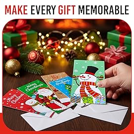 Iconikal 30-Pack Christmas Gift Card Money Holders with Envelopes 3.25x6.25-Inch 6 Festive Designs Holiday Cash Check Holder Party Favors