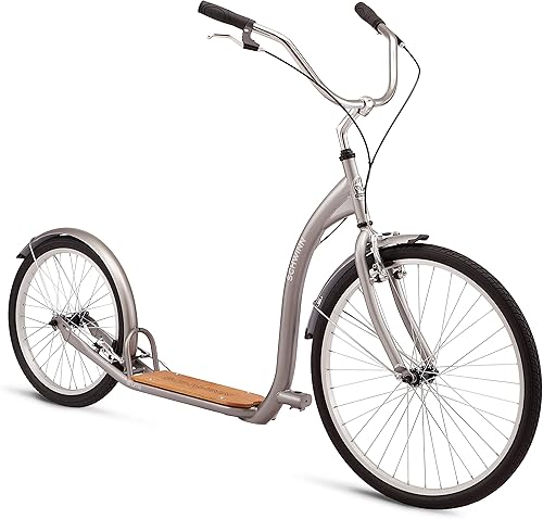Schwinn - Patinete Shuffle para adultos con rueda delantera de 26 pulgadas, rueda trasera de 20 pulgadas, frenos lineales de aleación y marco de