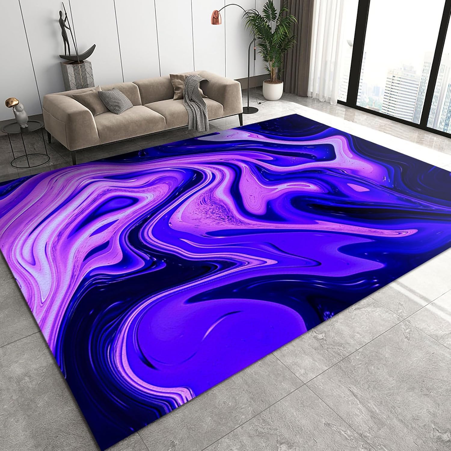 Tapis de salon moderne abstrait marbre 140 x 200 cm grand tapis de chambre