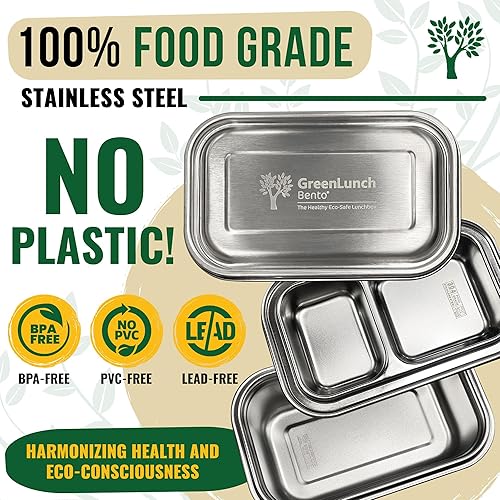 Miniatura 4 de Caja Bento de Acero Inoxidable, Lonchera Libre de BPA con Compartimentos para Snacks, Contenedores de Lonchera Resistentes a Grietas para Adultos y