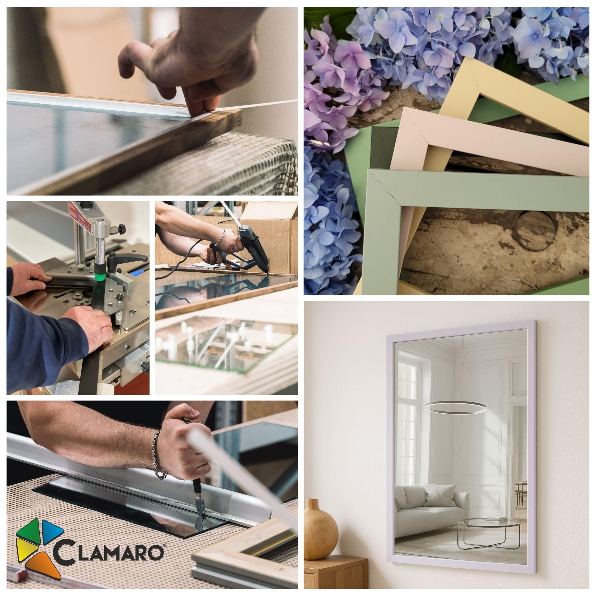 CLAMARO Specchio da parete "VISION" 75x140 cm, specchio a figura intera | Legno di quercia invecchiato | Specchio moderno angolare con cornice in MDF, incl. supporto in metallo e materiale di