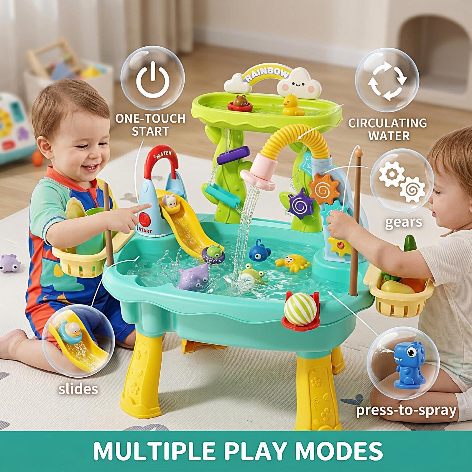 Tavolo Acquatico con di Pesca | Tavolo per Giochi d'Acqua da Esterno per , Spiaggia, , Campeggio, Patio, Asilo , Scuola Materna, Bambini e Bambine Età 4-8