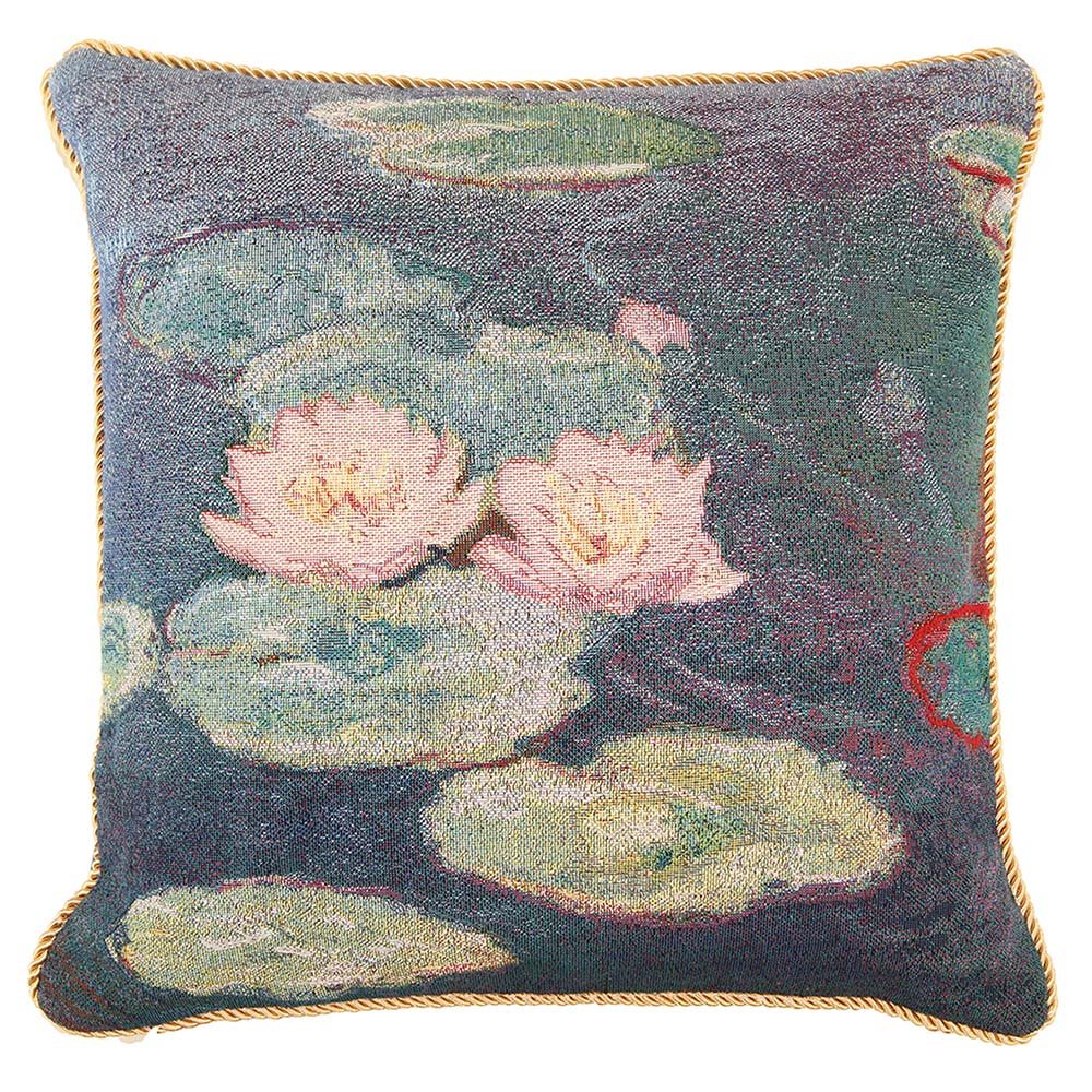 Signare Women's Water Lily Tapestry Art Cushion Cover 18 X18 Inches 45Cm X 45Cm Decorative Sofa Cushions By Monet (, Ccov-Art-Monet-2)