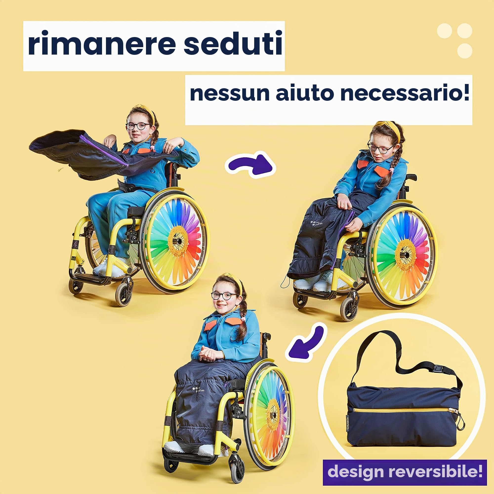 myBlanket Coperta per Sedia a Rotelle Inverno - Coprugambe Impermeabile al Vento e alla Pioggia, Leggera e Compatta per Bambini in Sedia a Rotelle - Pile (Kids)