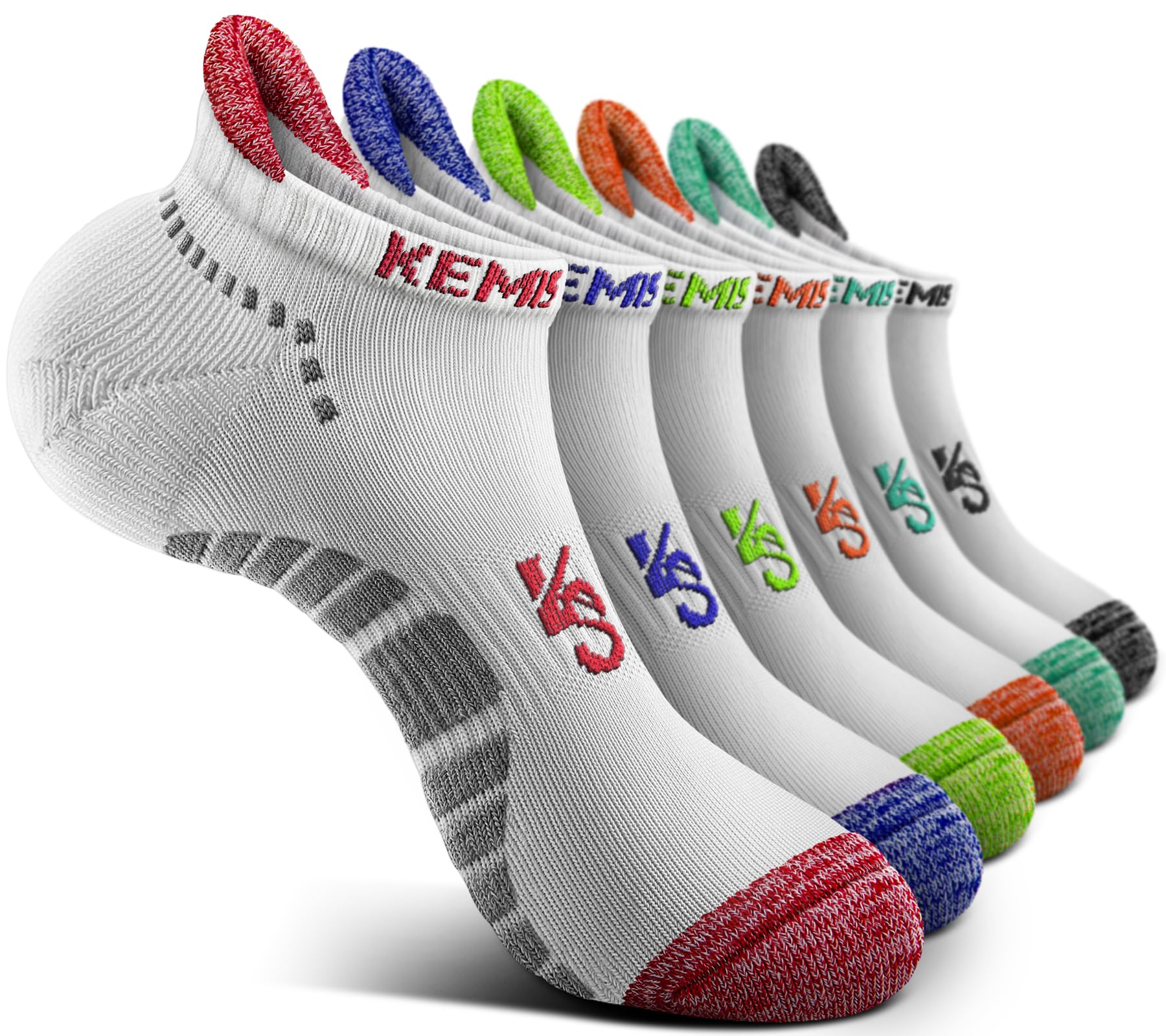 KEMISANT Herren Socken 6 Paar, Herren Kurze Lauf-Sportsocken Sneakersocken | Atmungsaktiv,Schweißableitend mit Fußgewölbestütze für Sport & Alltag