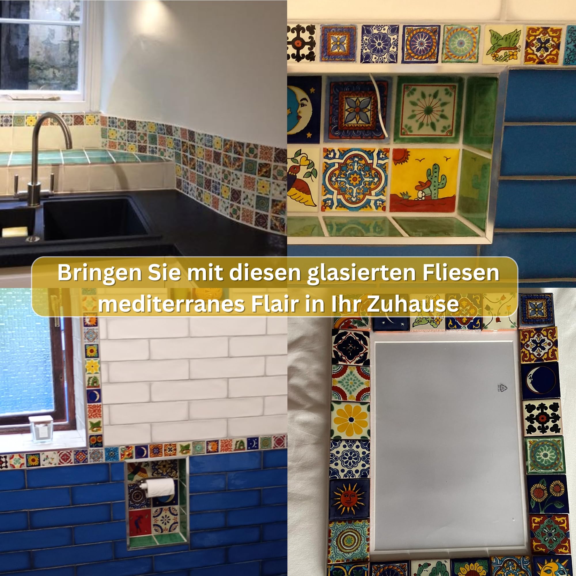 Tumia LAC Handgefertigte Mexikanische Talavera Fliesen Authentischer Stil Natalia Keramikfliesen für Kunsthandwerk, Küchenrückwand, Wandfliesen und Heimwerker Projekte