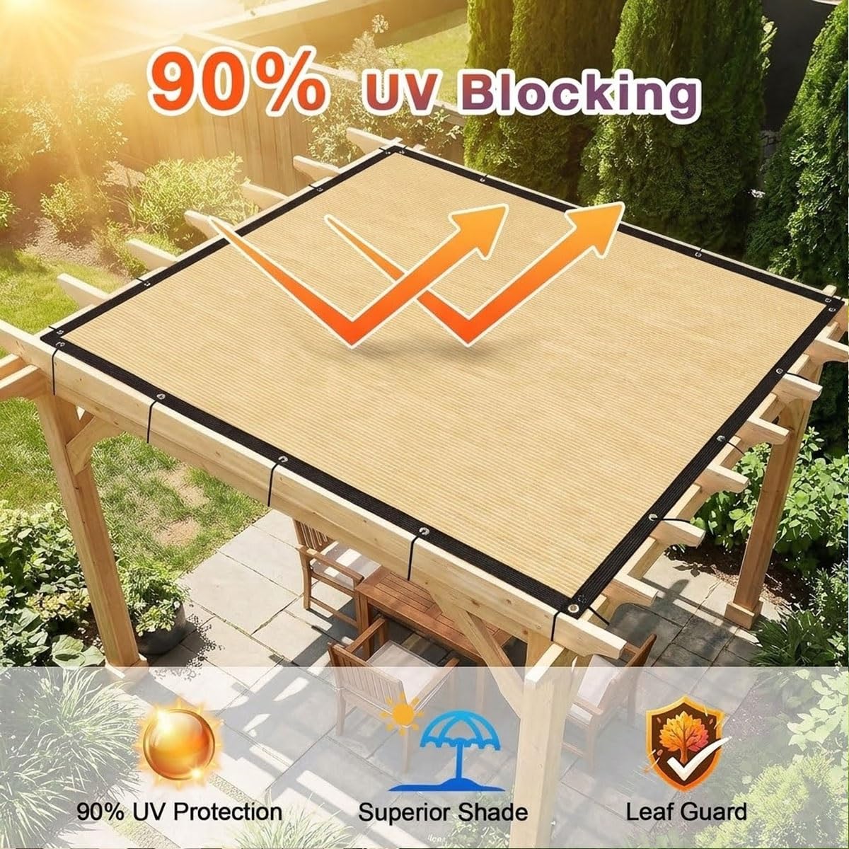 90% Sun ewith przelotki, plandeka siatkowa do ogrodu PeraGarden Vetables (16' x 20' 5x6m)