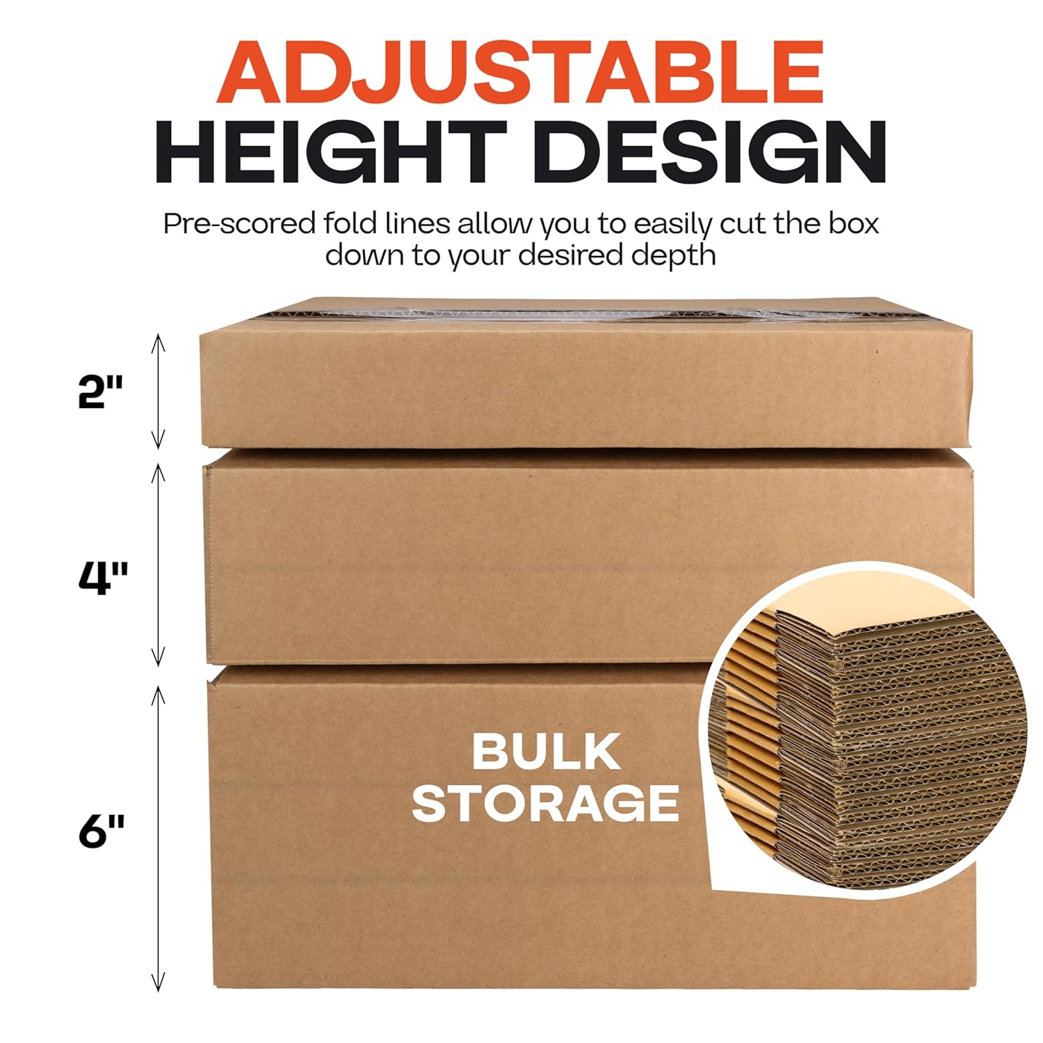 Multi-Depth Corrugated Shipping Boxes, 14"L x 12"W x 6"H, 10-Pack - USA-Made Boxes for Moving, Storage & Small Business Packaging - Heavy-Duty Cardboard Bines for Household & Office by IDL Packaging