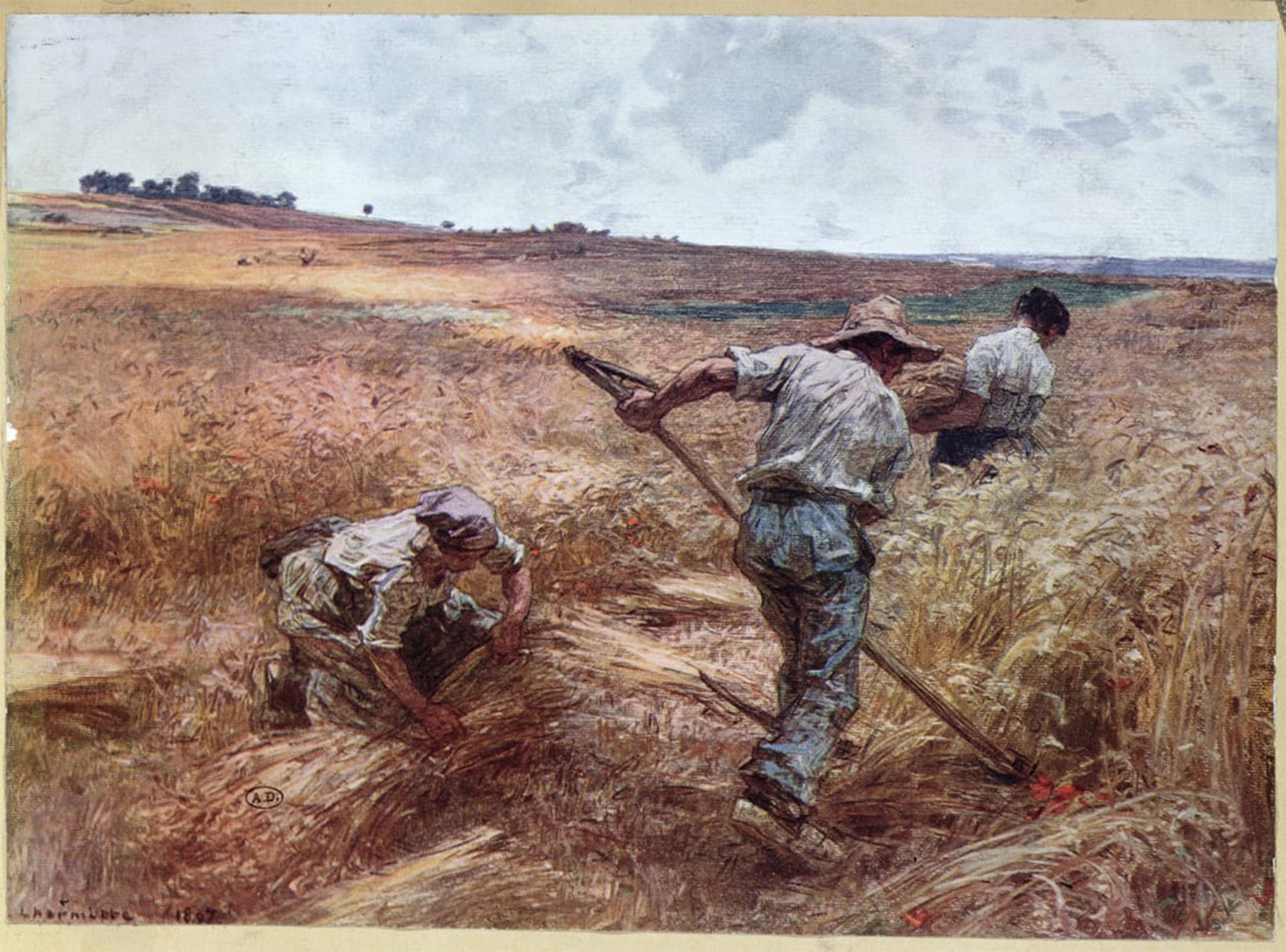 ARTXLXXBN Famous Prints Artwork Pictures Poster Painting Art Harvesting Scene by Leon Augustin Lhermitte Artwork Landscape Pictures for Home Decor 60x90cm
