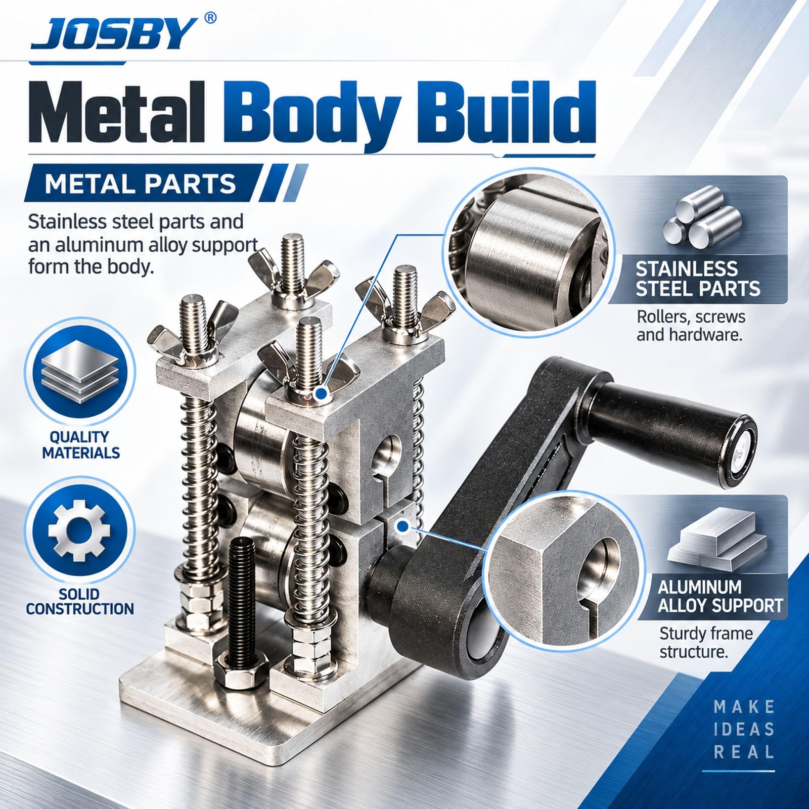 JOSBY Presse À Fil À Manivelle, Laminoir Portable, Épaisseur Réglable, Commande Numérique par Ordinateur, pour Le Pressage De Lor, De Largent Et du Laiton, Travail des Métaux