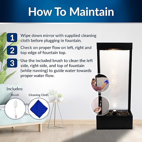 Miniatura 7 de Alpine Corporation MLT170S - Fuente de cascada para interiores y exteriores de 48 pulgadas con luz LED, moderna fuente de agua de pared negra