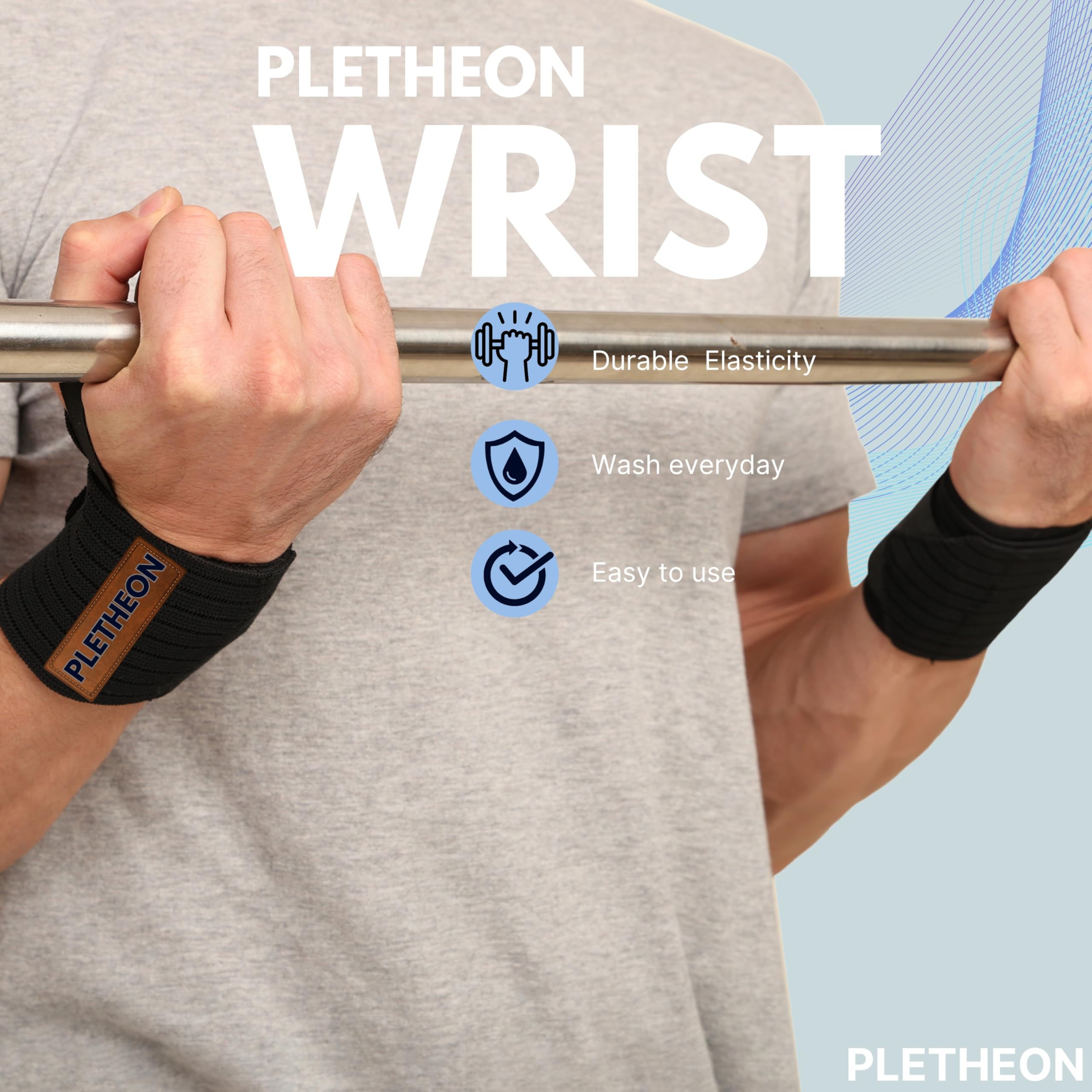 PLETHEON Wrist Support Band for Gym, Workout & Weightlifting | Adjustable Wrist Strap for Men & Women | Pain Relief & Wrist Stability for Fitness & Sports (VENTILATED BLACK) 1