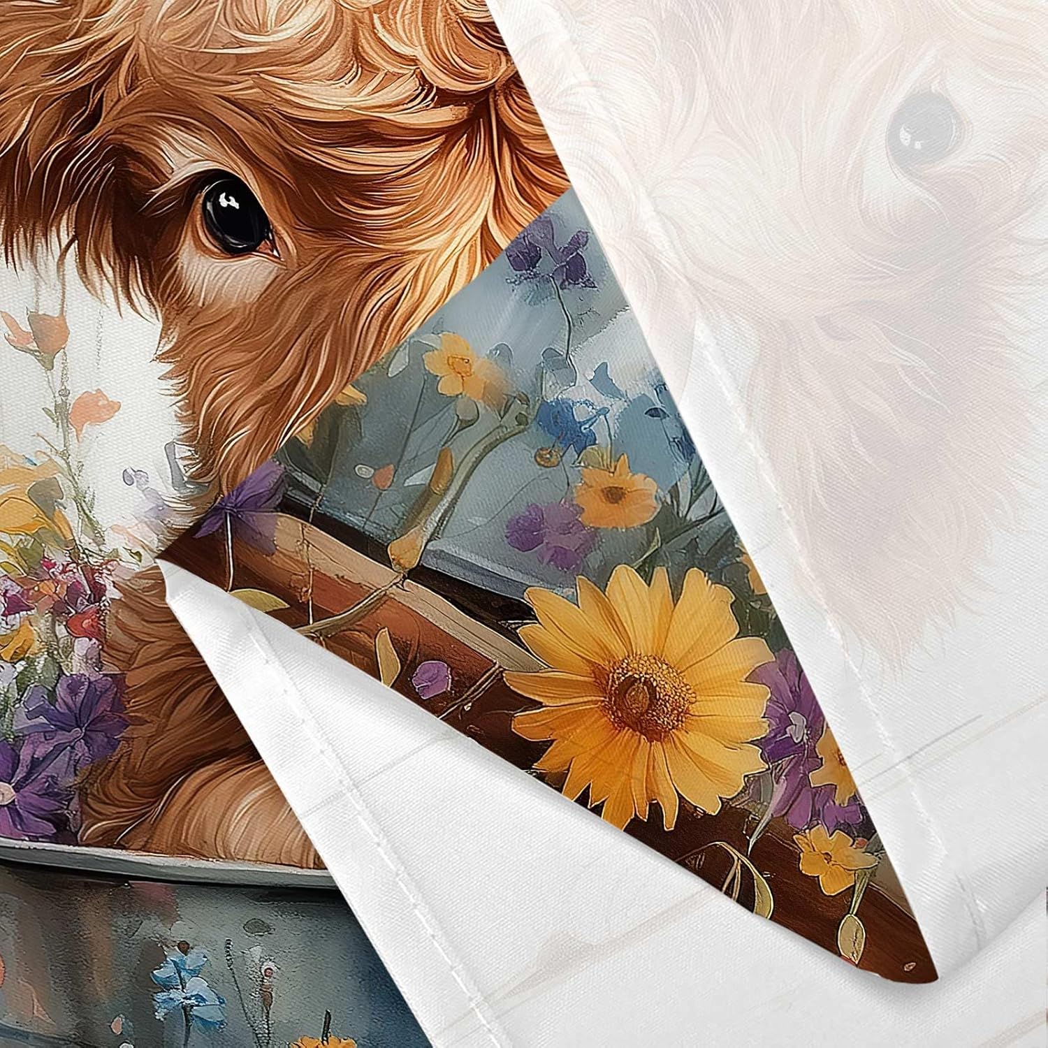 JAWO Cow Shower Curtain, Farmhouse Rustic Floral Funny Highland Cow Shower Curtains for Bathroom, Western Cute Calf Country Farm Animal Bathroom Decor, with Hooks, Surreal Bathroom Curtain, 70X75IN